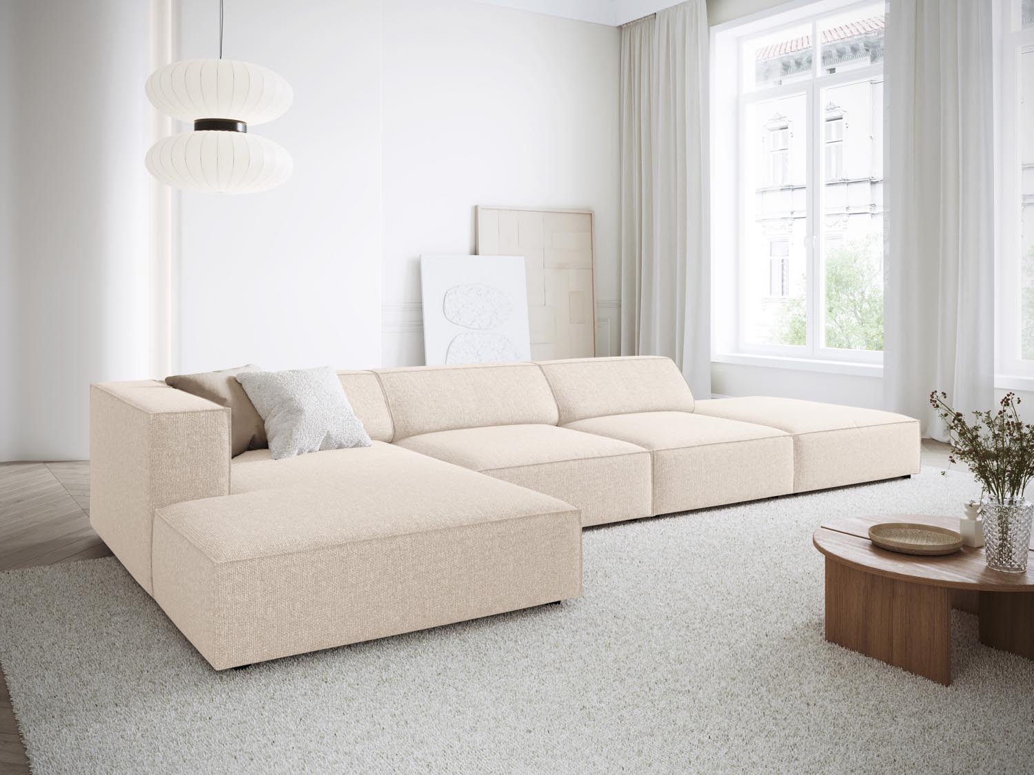 Arendal Ecksofa links 5 Sitzer in Light Beige präsentiert im Onlineshop von KAQTU Design AG. Ecksofa links ist von Cosmopolitan Design