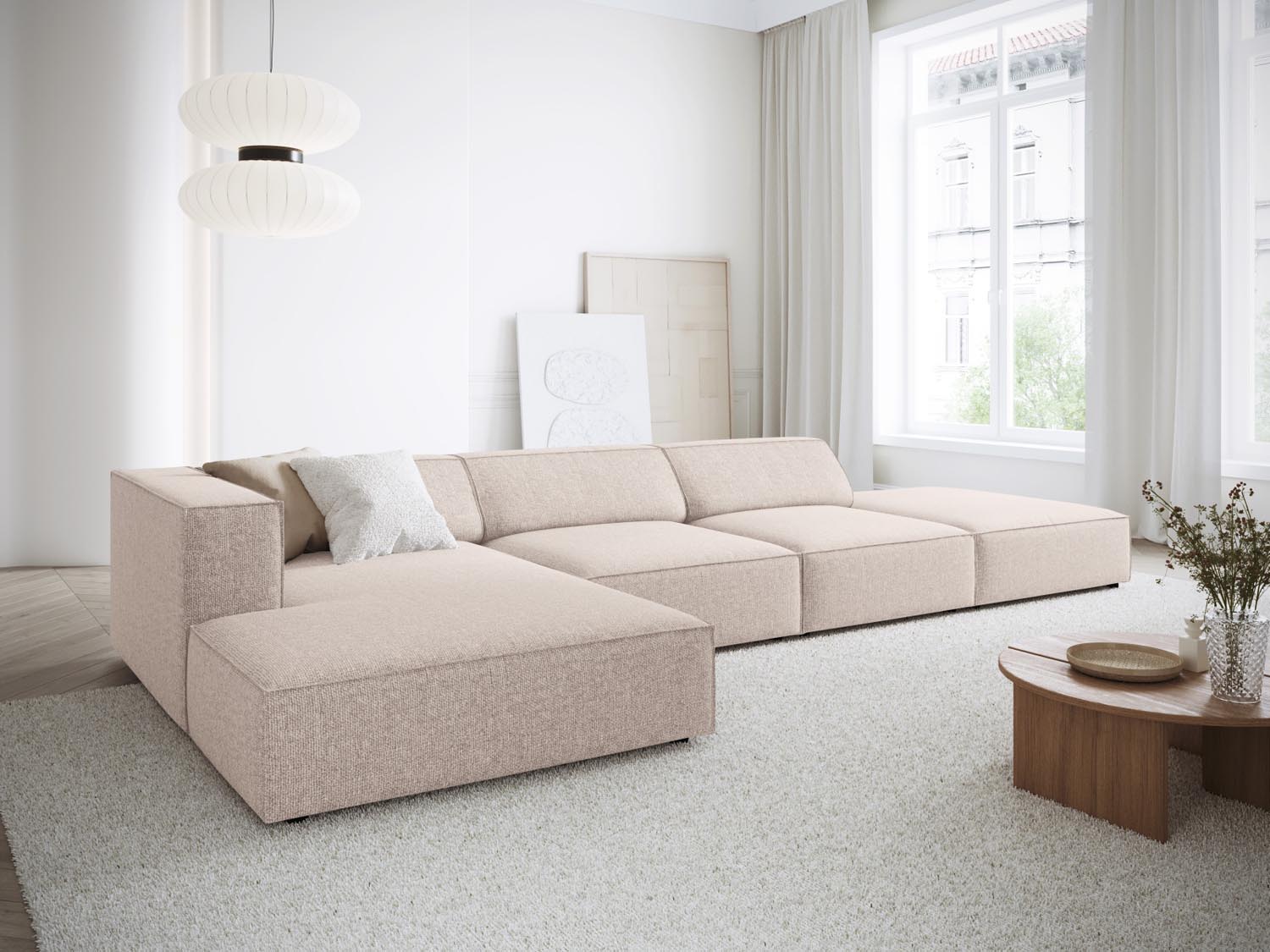 Arendal Ecksofa links 5 Sitzer in Beige präsentiert im Onlineshop von KAQTU Design AG. Ecksofa links ist von Cosmopolitan Design