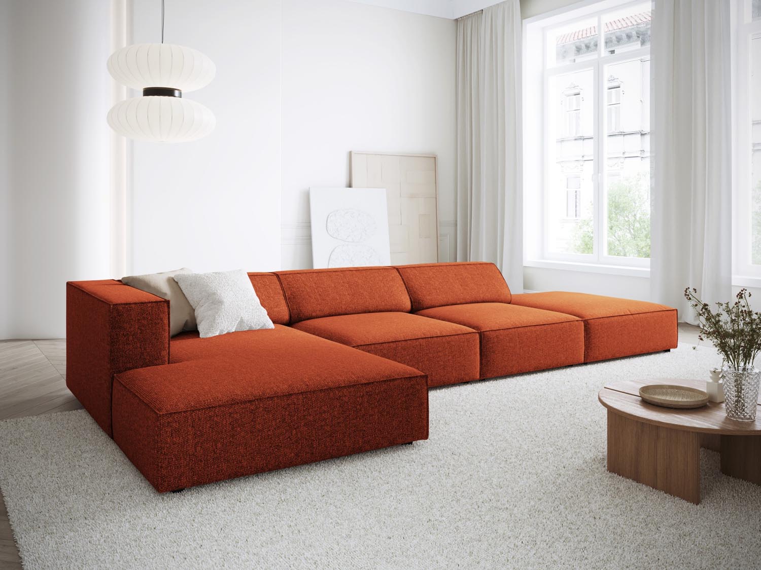 Arendal Ecksofa links 5 Sitzer in Terracotta präsentiert im Onlineshop von KAQTU Design AG. Ecksofa links ist von Cosmopolitan Design