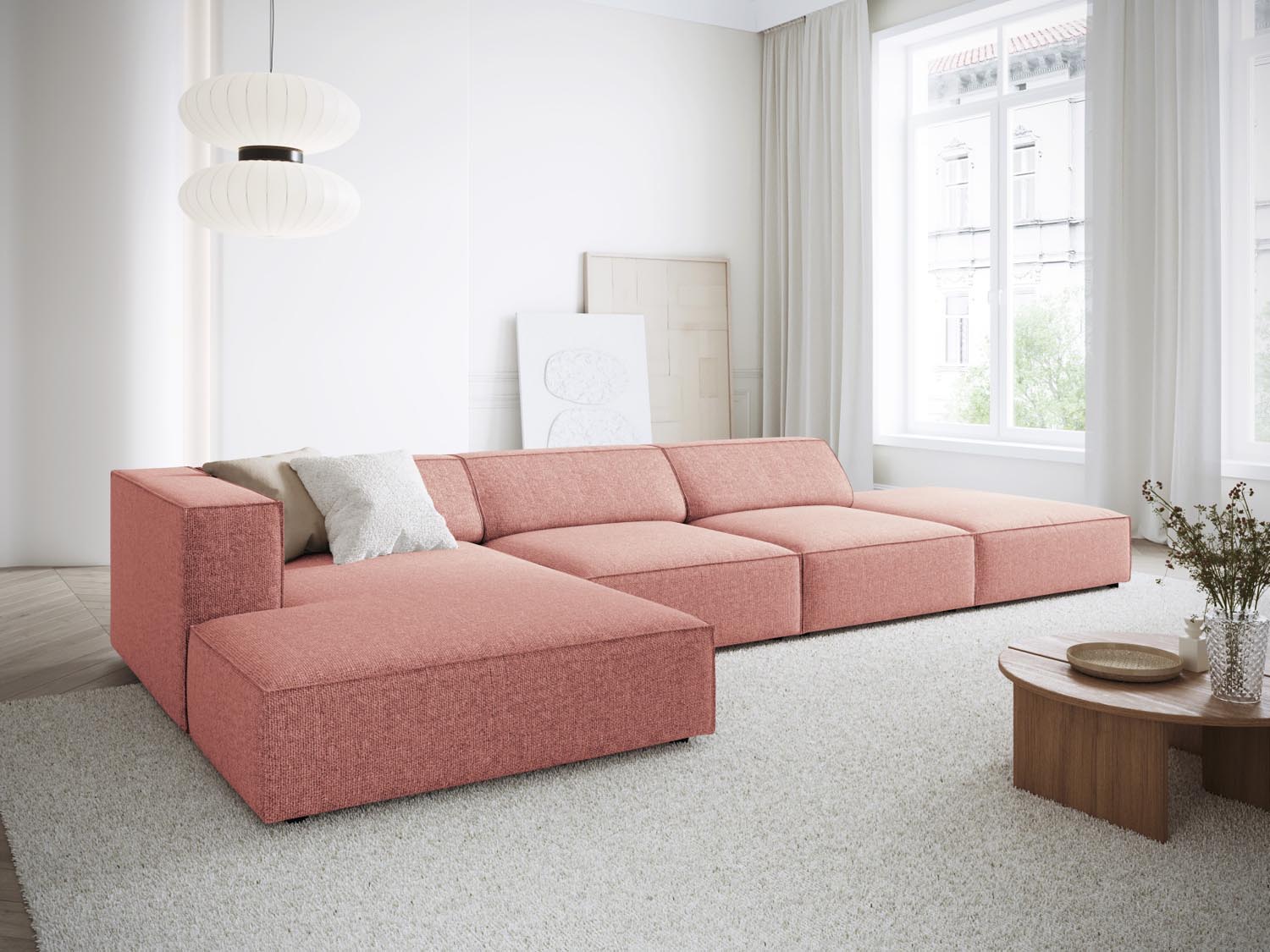 Arendal Ecksofa links 5 Sitzer in Pink präsentiert im Onlineshop von KAQTU Design AG. Ecksofa links ist von Cosmopolitan Design