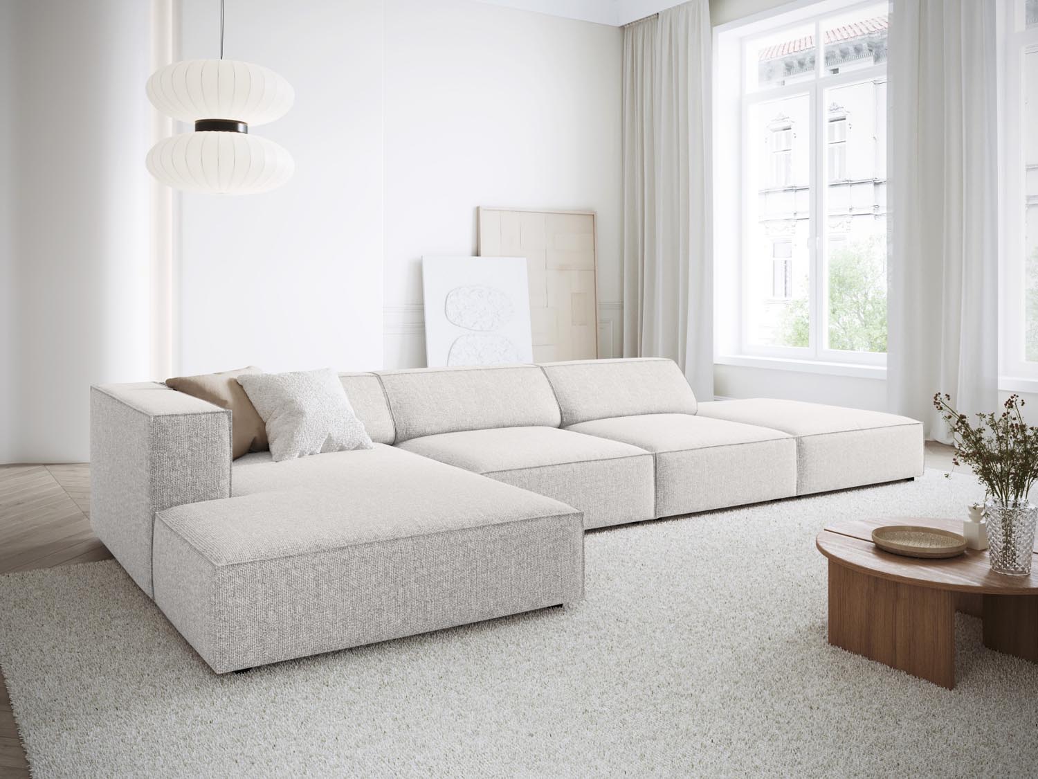 Arendal Ecksofa links 5 Sitzer in Light Grey präsentiert im Onlineshop von KAQTU Design AG. Ecksofa links ist von Cosmopolitan Design