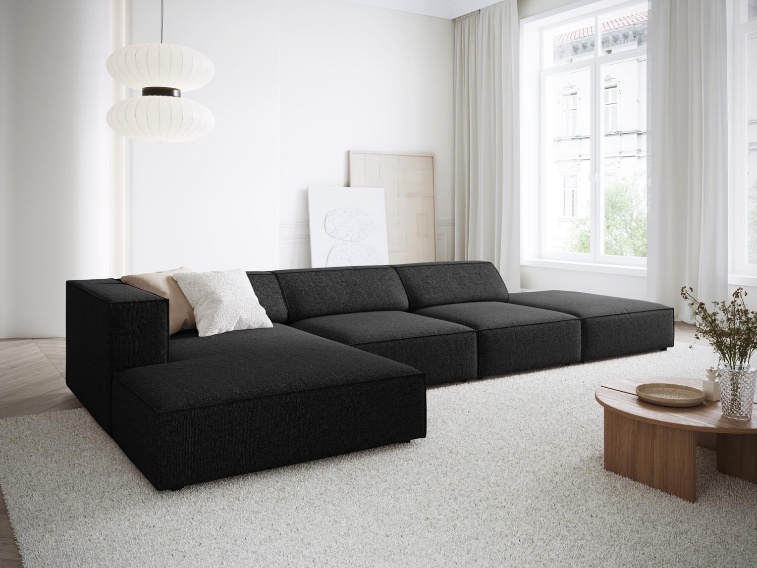 Arendal Ecksofa links 5 Sitzer in Black präsentiert im Onlineshop von KAQTU Design AG. Ecksofa links ist von Cosmopolitan Design