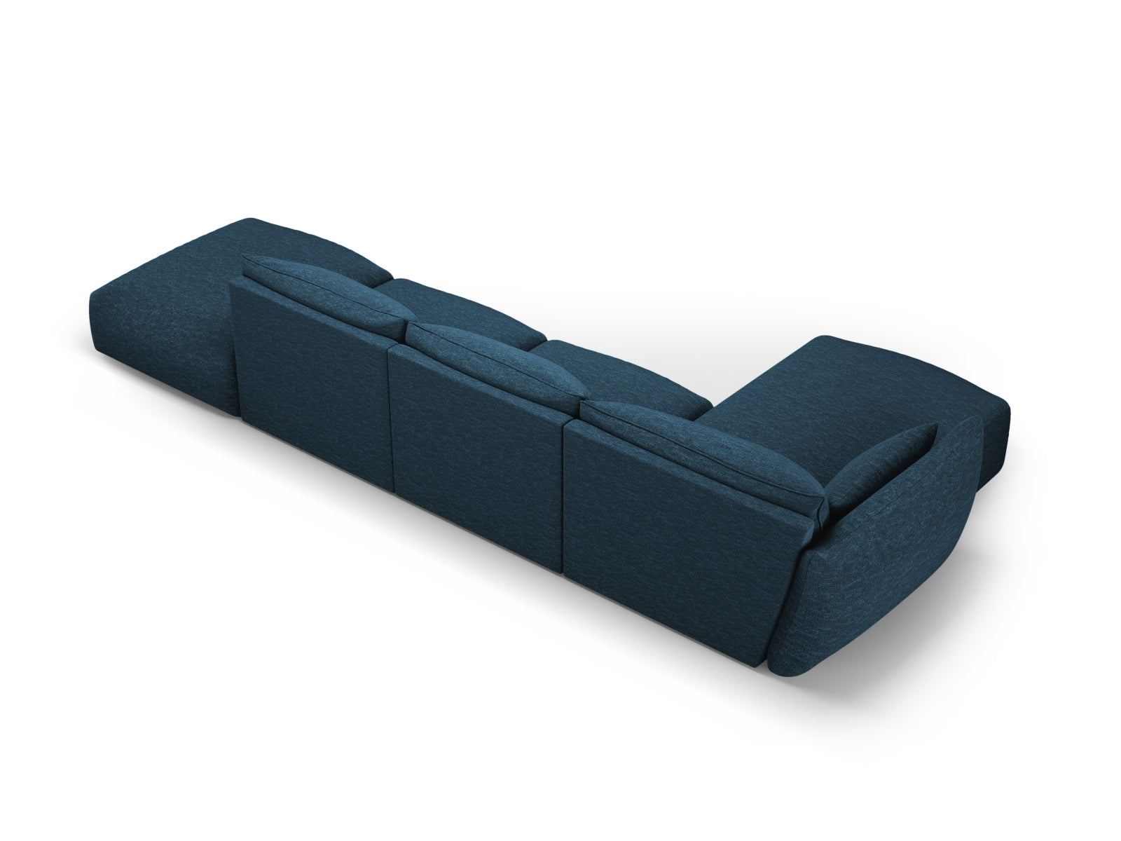 Elegantes 5-Sitzer Ecksofa links Matera in Royal Blue-Haga, ideal für stilvolle Wohnräume und entspannte Abende, von Cosmopolitan Design.