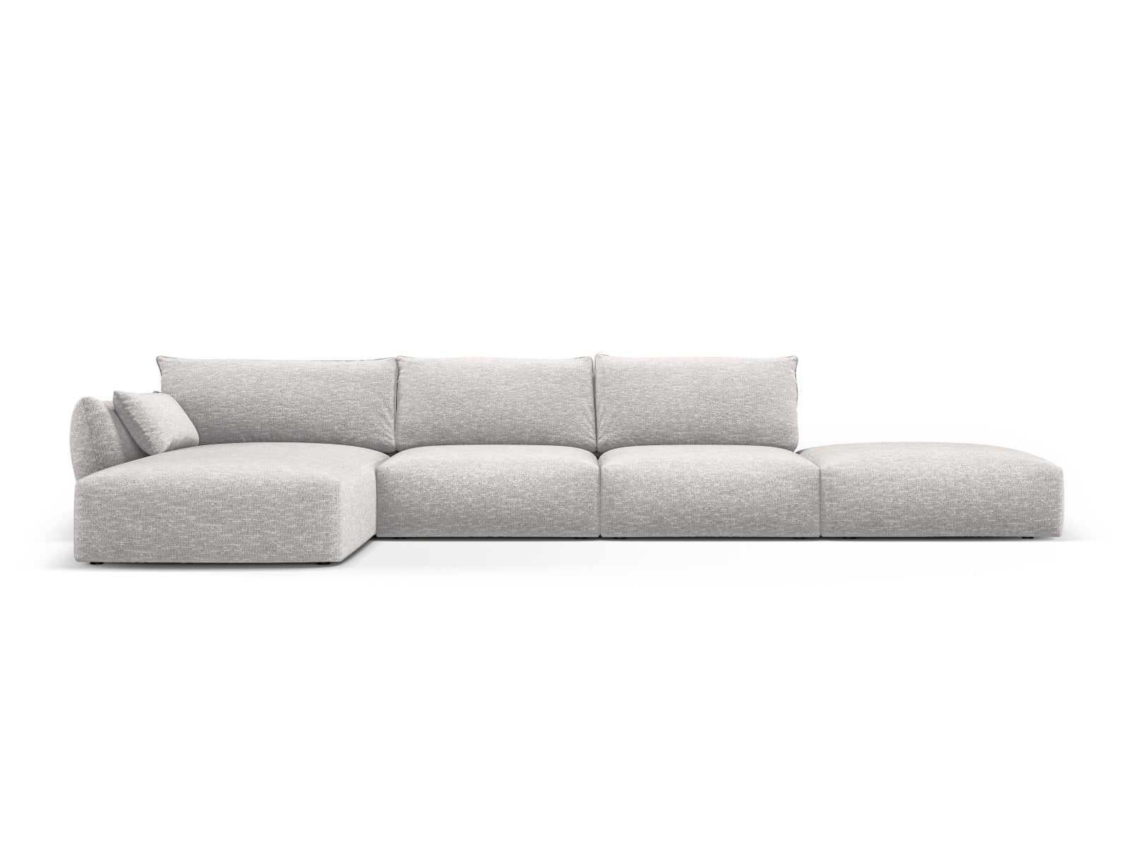 Elegantes 5-Sitzer Ecksofa links Matera in neutralem Grau, perfekt für stilvolle und einladende Wohnbereiche von Cosmopolitan Design.