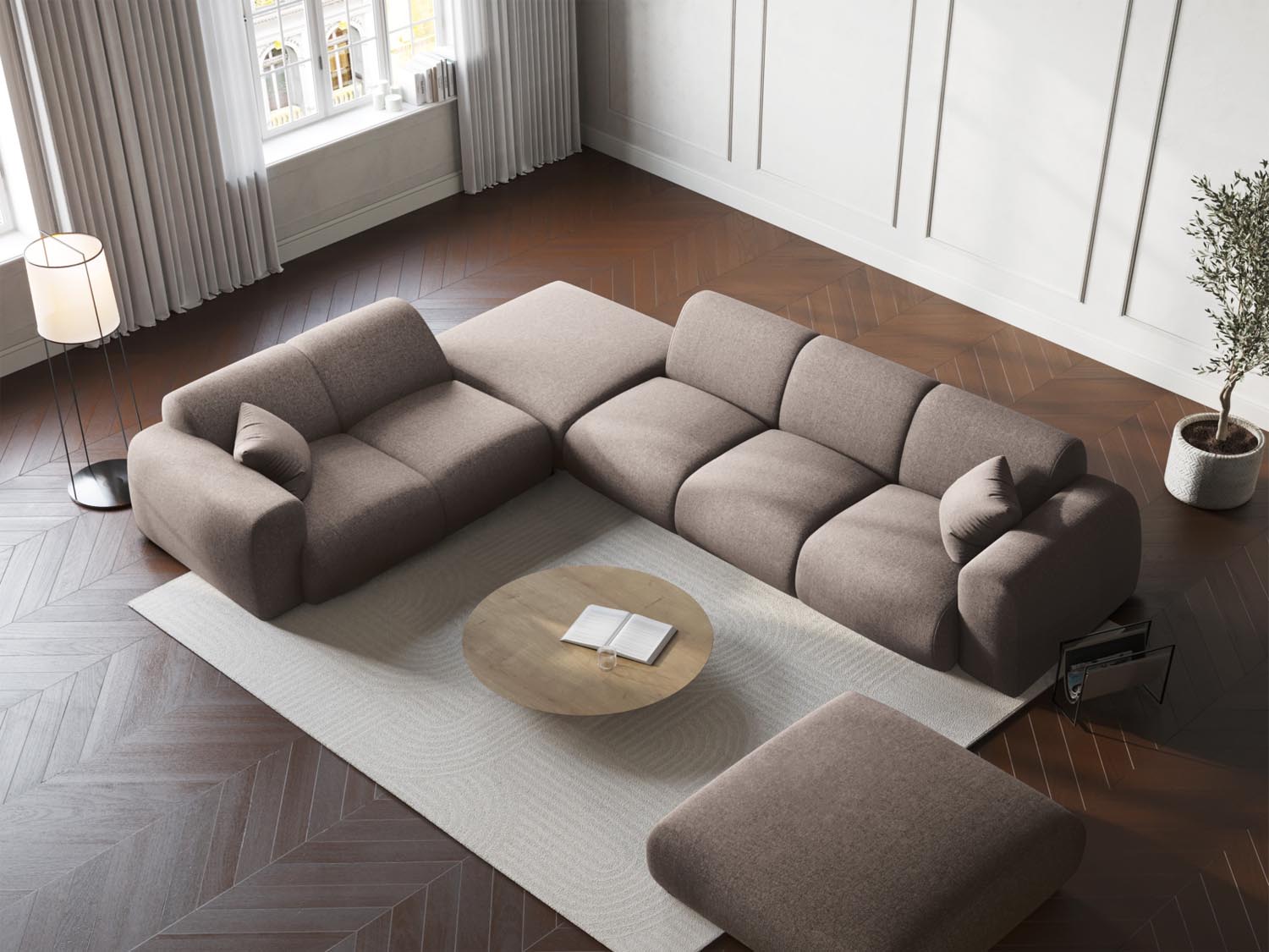 Nolio Ecksofa links 4 Sitzer 250cm in Beige präsentiert im Onlineshop von KAQTU Design AG. Ecksofa links ist von Cosmopolitan Design