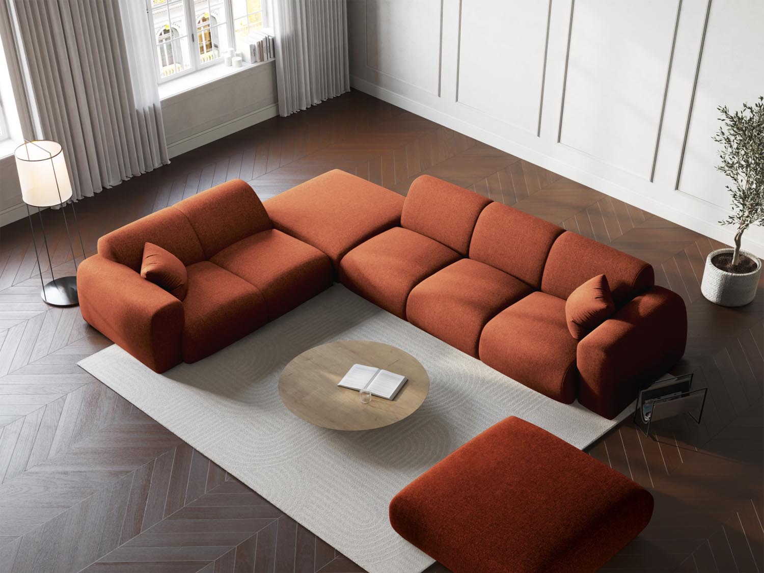 Nolio Ecksofa links 4 Sitzer 250cm in Terracotta präsentiert im Onlineshop von KAQTU Design AG. Ecksofa links ist von Cosmopolitan Design
