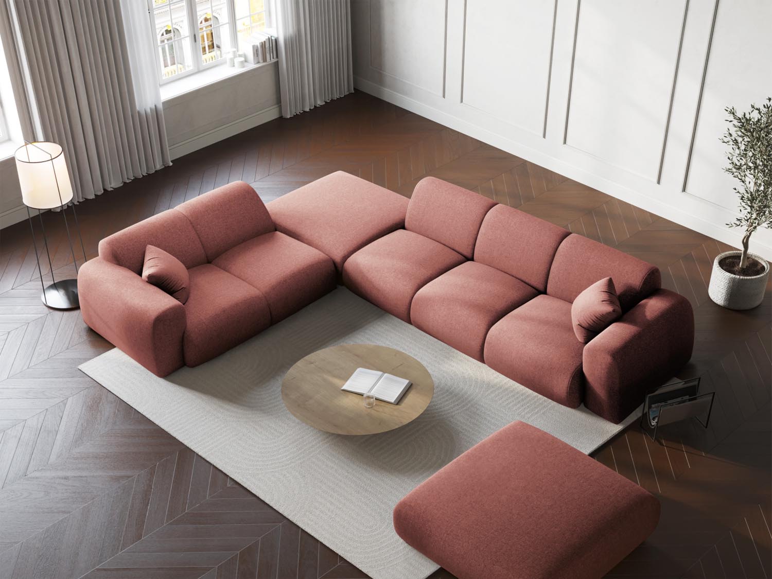 Nolio Ecksofa links 4 Sitzer 250cm in Pink präsentiert im Onlineshop von KAQTU Design AG. Ecksofa links ist von Cosmopolitan Design
