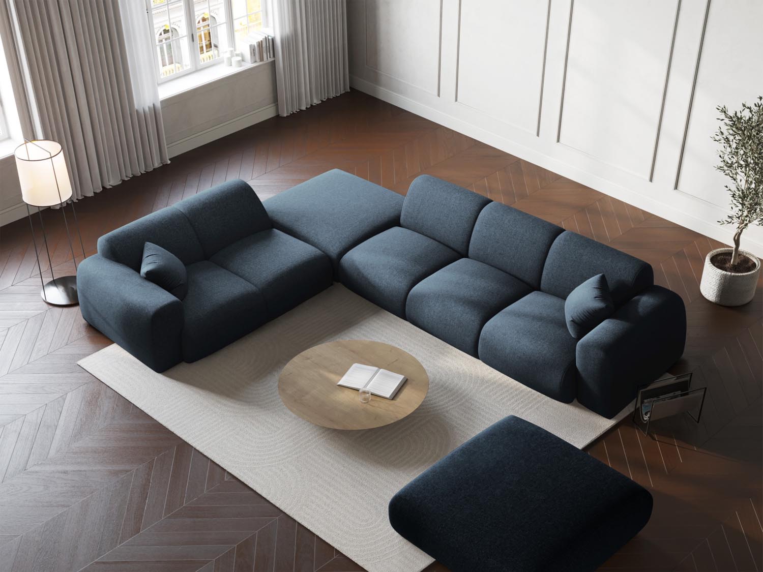 Nolio Ecksofa links 4 Sitzer 250cm in Royal Blue präsentiert im Onlineshop von KAQTU Design AG. Ecksofa links ist von Cosmopolitan Design