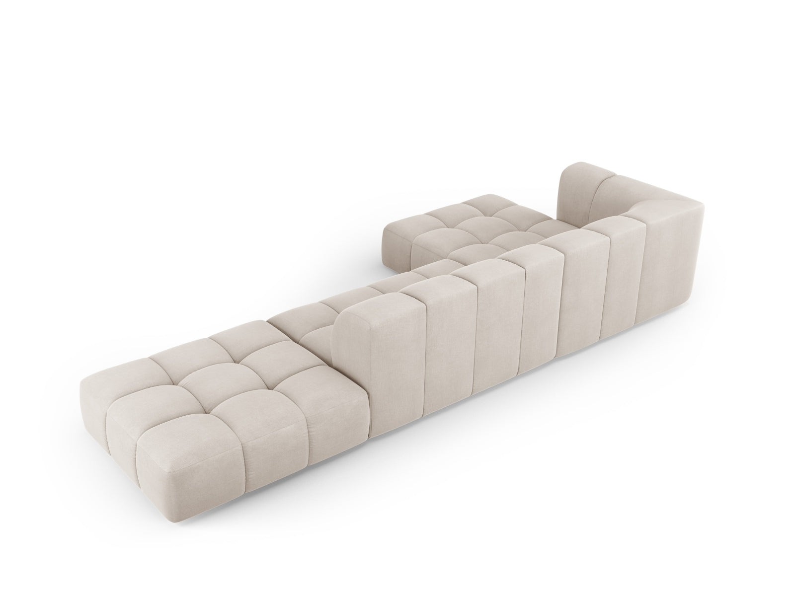 Beiges 5-Sitzer Ecksofa Moritz von Cosmopolitan Design, linksseitig, perfekt für gemütliche Wohnzimmer und stilvolle Einrichtung.