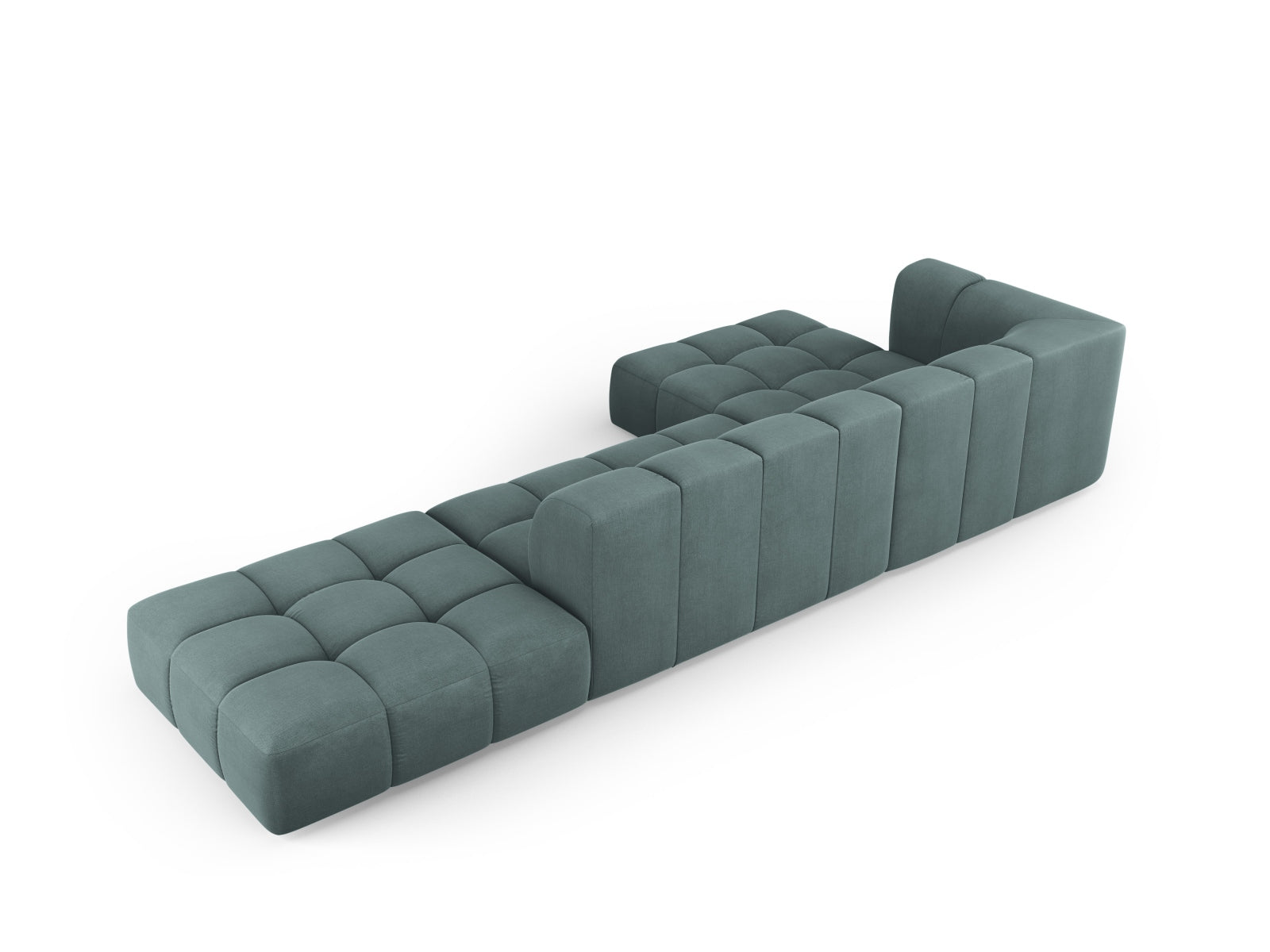 Elegantes 5-Sitzer Ecksofa Moritz in trendigem Sea Green, perfekt für entspannte Abende und stilvolle Wohnräume.