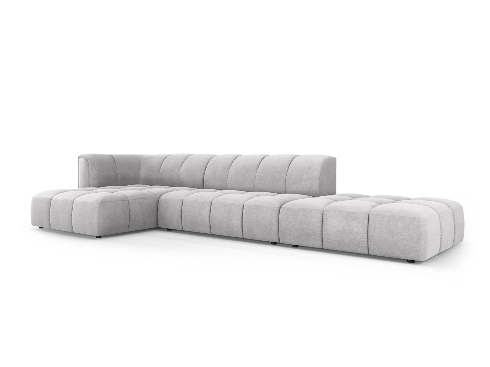 Modulares 5-Sitzer Ecksofa Moritz in stilvollem Design, ideal für gemütliche Zusammenkünfte und moderne Wohnräume.
