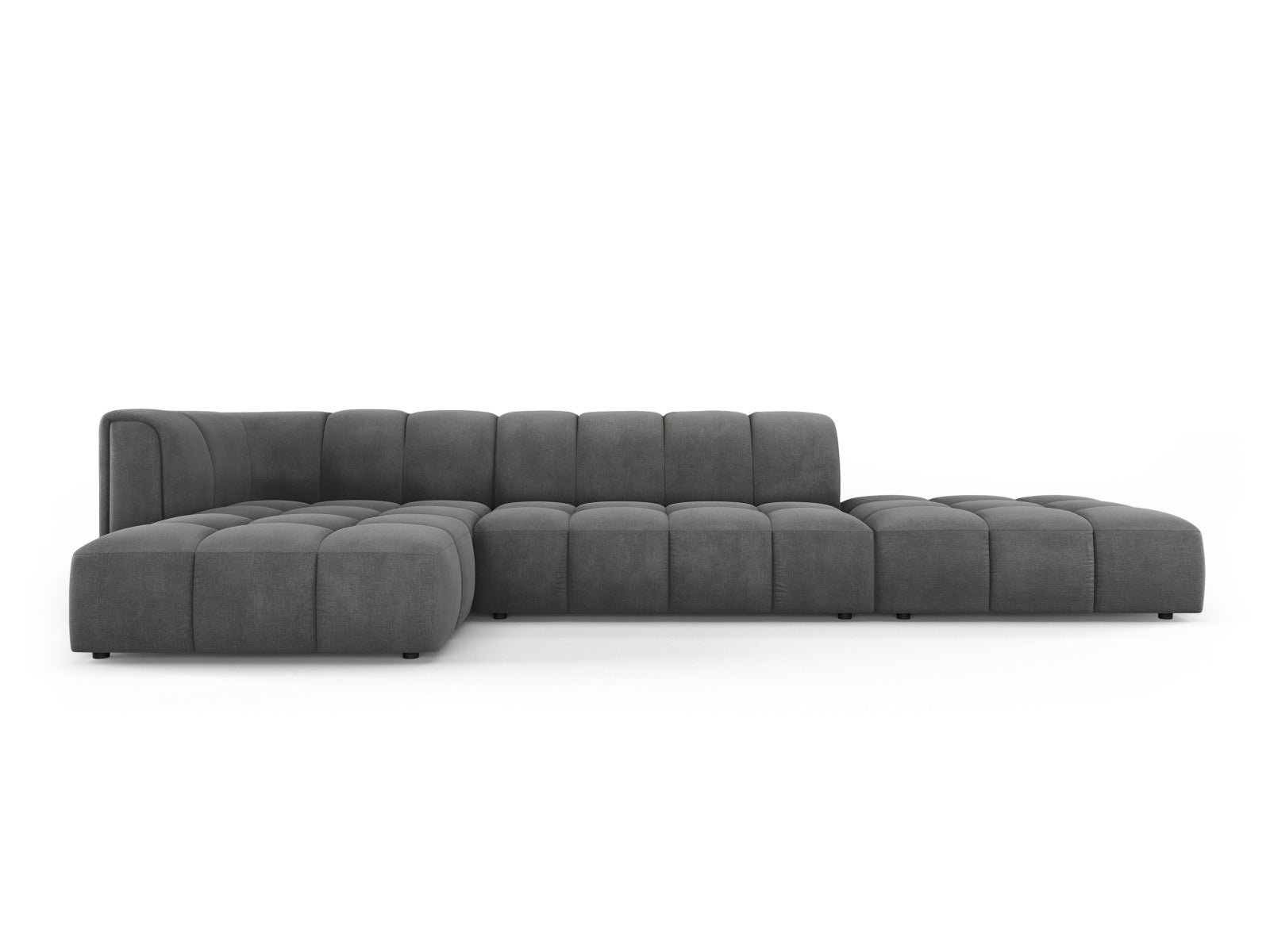 Elegantes 5-Sitzer Ecksofa Moritz in stilvollem Dunkelgrau, linksseitig, perfekt für gemütliche Stunden und modernes Wohndesign.