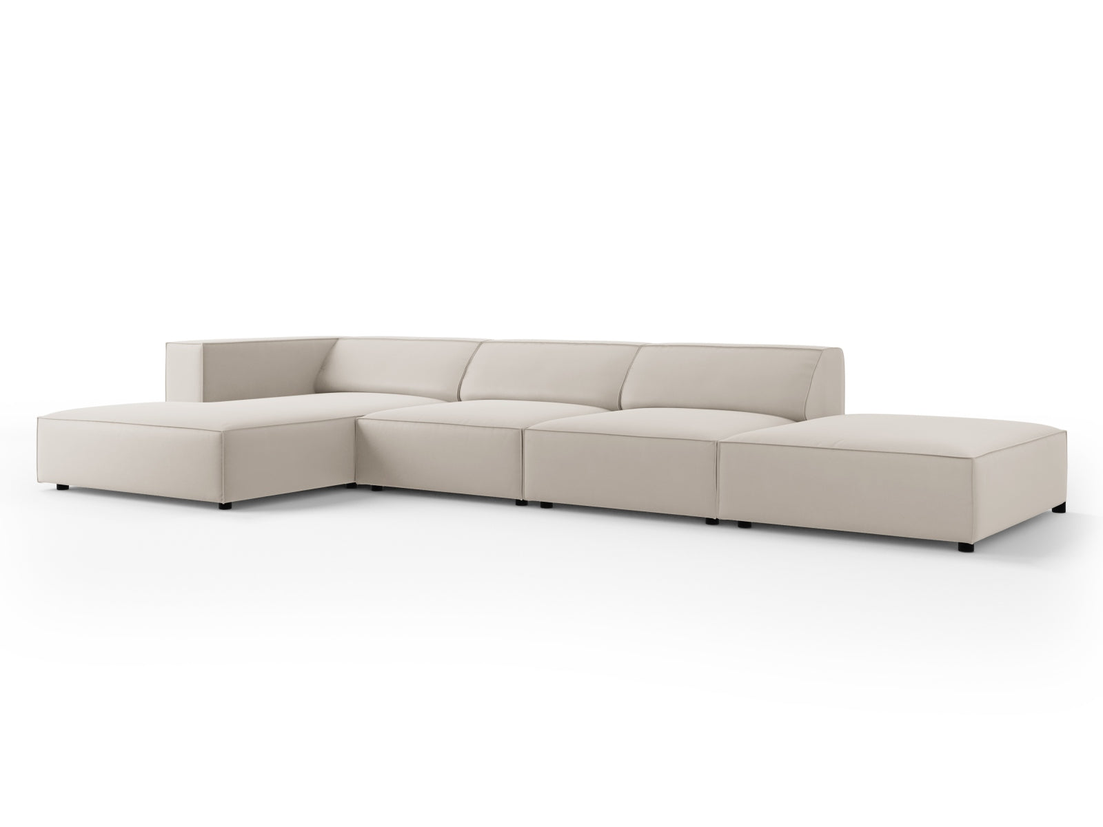 Arendal Velour Ecksofa links 5 Sitzer in Ecru präsentiert im Onlineshop von KAQTU Design AG. Ecksofa links ist von Cosmopolitan Design