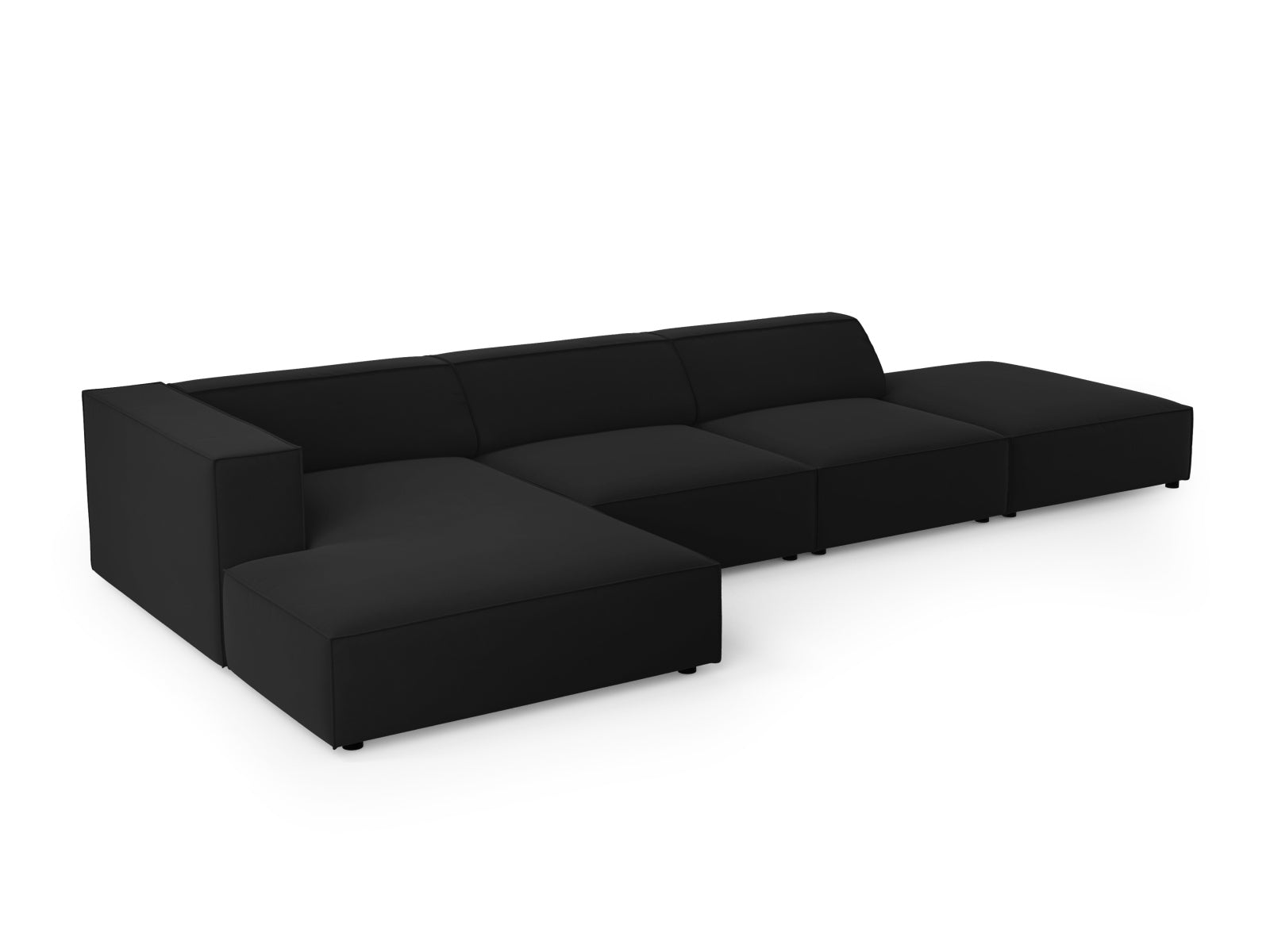 Arendal Velour Ecksofa links 5 Sitzer in Black präsentiert im Onlineshop von KAQTU Design AG. Ecksofa links ist von Cosmopolitan Design