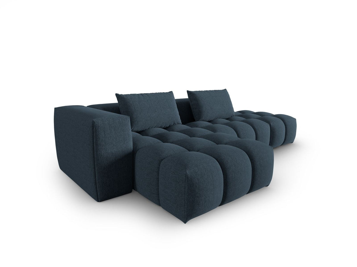 Modulares Ecksofa Verona Links in Beige-Sorella mit Massivholzrahmen, schwarzen Kunststoffbeinen und strukturiertem Tweed-Polsterstoff, 4 Sitzplätze.