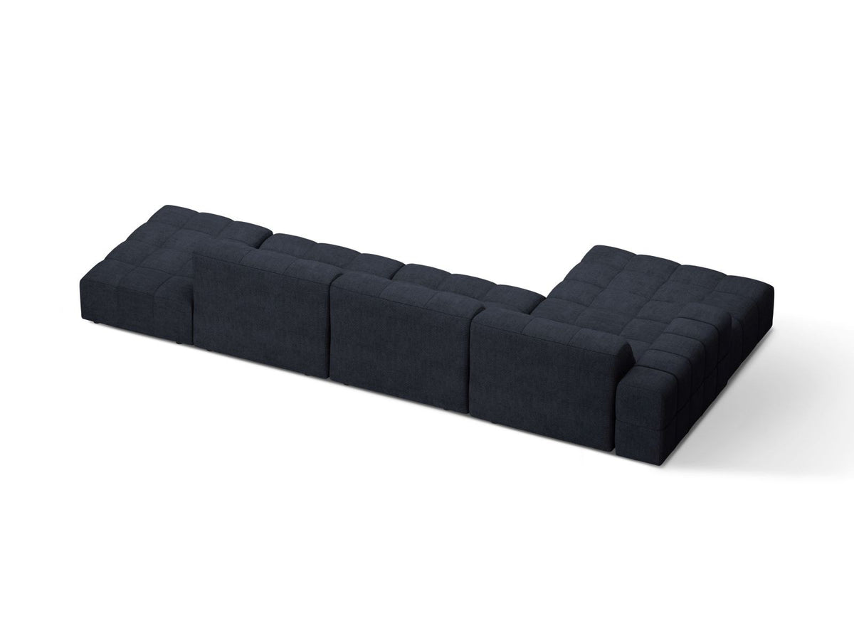 Ecksofa links Chicago von Cosmopolitan Design in Light Beige-Eden Stoff, mit Récamiere, Massivholzrahmen und schwarzen Kunststoffbeinen.