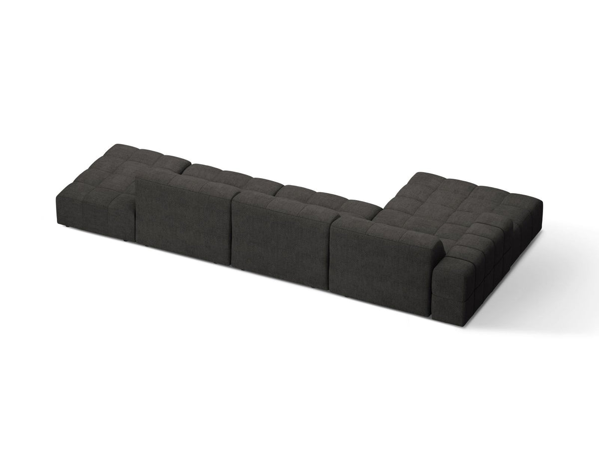 Ecksofa links Chicago von Cosmopolitan Design in Light Beige-Eden Stoff, mit Récamiere, Massivholzrahmen und schwarzen Kunststoffbeinen.