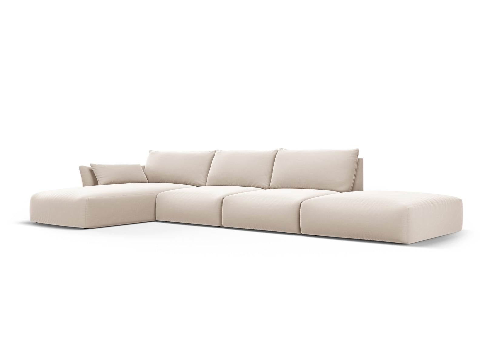 Beige 5-Sitzer Ecksofa links Matera von Cosmopolitan Design, stilvolles und modernes Möbelstück für Ihr Wohnzimmer.