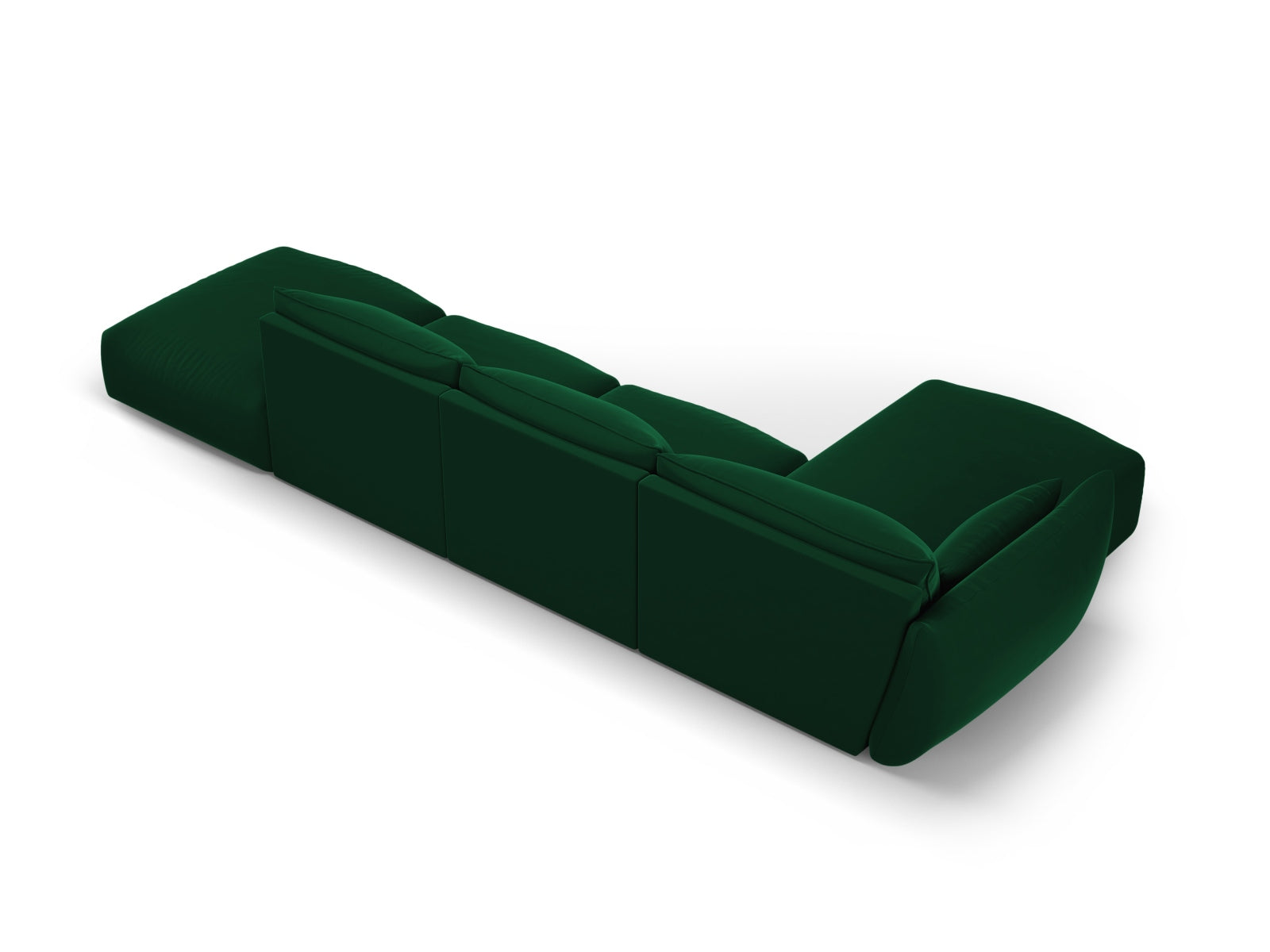 Elegantes 5-Sitzer Ecksofa links Matera in edlem Bottle Green, ideal für stilvolle Wohnräume und entspannte Stunden von Cosmopolitan Design.