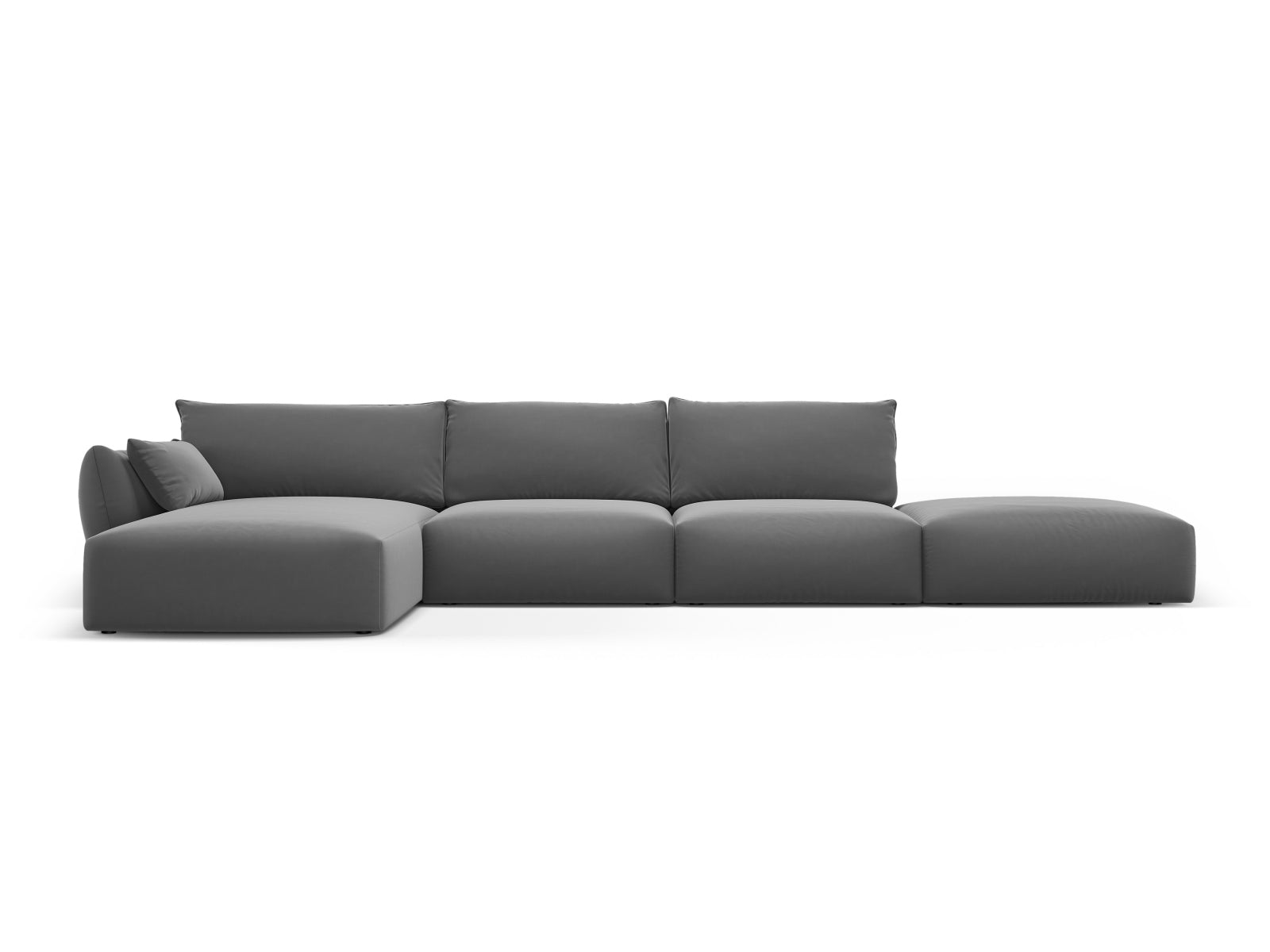 Elegantes 5-Sitzer Ecksofa links Matera in edlem Dunkelgrau, perfekt für stilvolle und komfortable Wohnbereiche von Cosmopolitan Design.