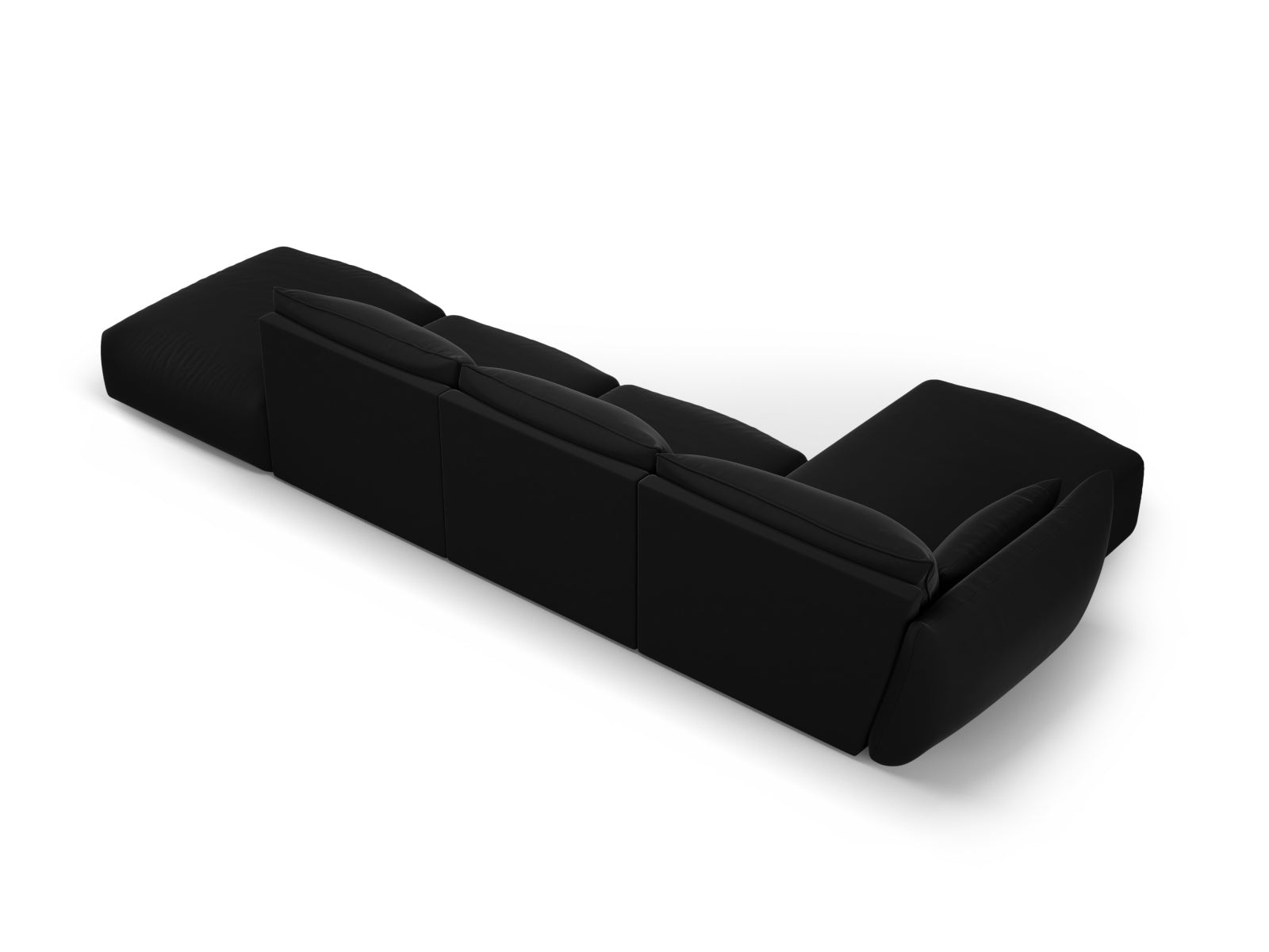 Elegantes 5-Sitzer Ecksofa links Matera in klassischem Schwarz, ideal für moderne Wohnräume und entspannte Zusammenkünfte von Cosmopolitan Design.