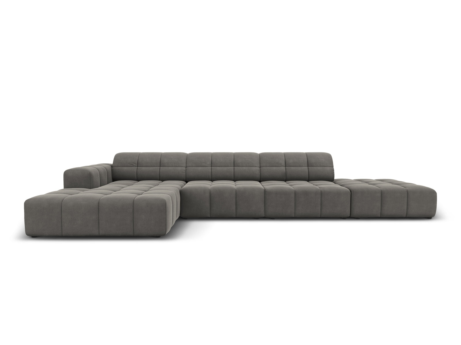 Chicago Velour Ecksofa links 5 Sitzer 166cm in Light Grey-Bluvel präsentiert im Onlineshop von KAQTU Design AG. L-Sofa links ist von Cosmopolitan Design