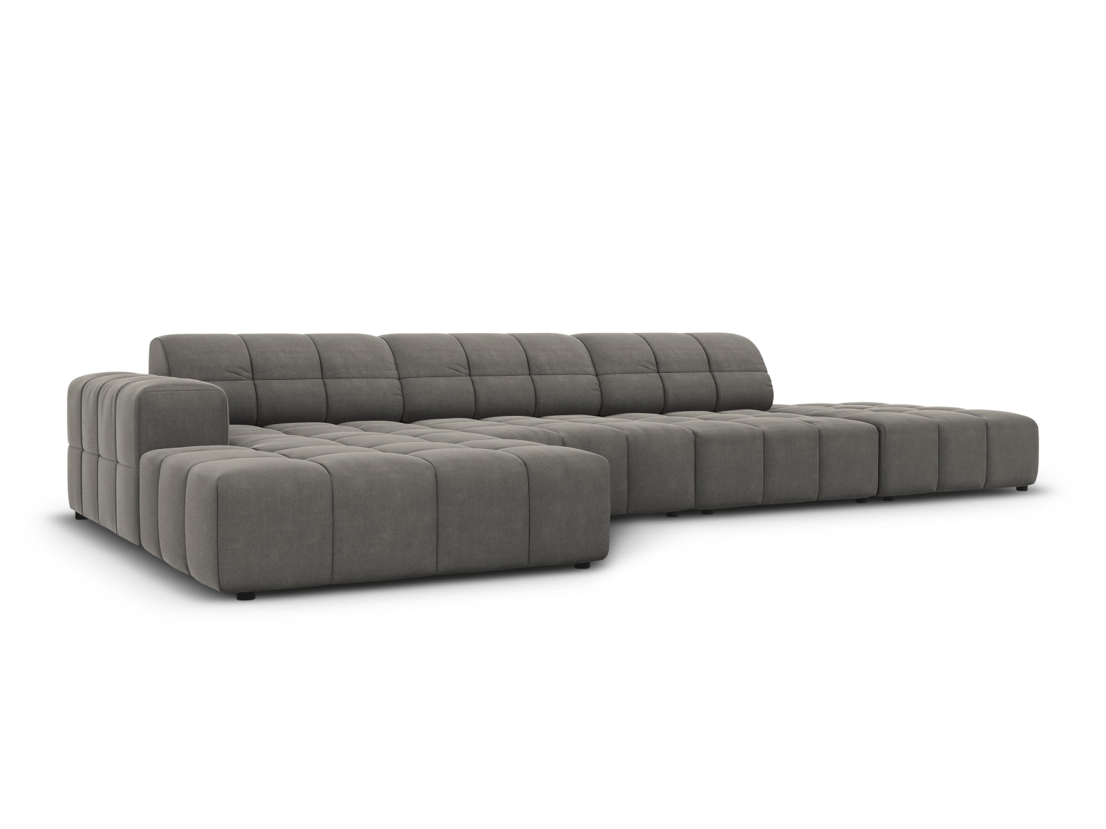 Chicago Velour Ecksofa links 5 Sitzer 166cm in Light Grey präsentiert im Onlineshop von KAQTU Design AG. Ecksofa links ist von Cosmopolitan Design