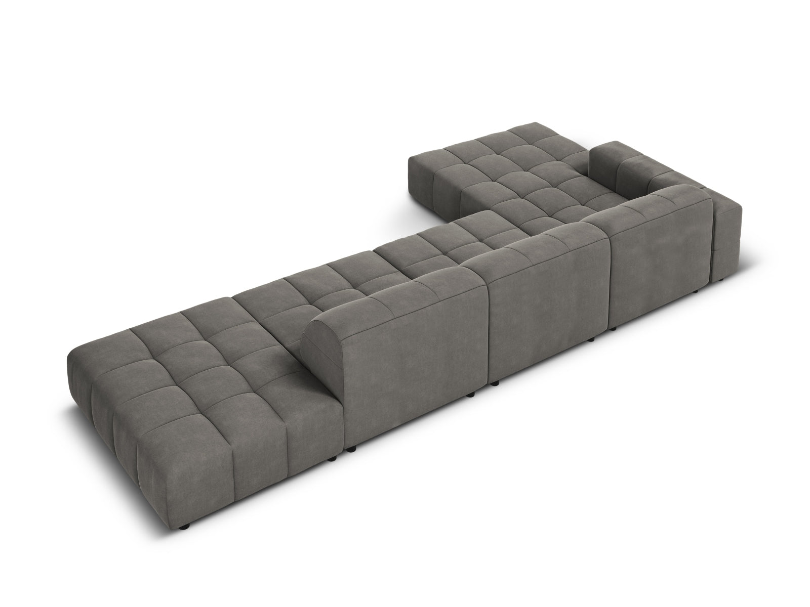 Elegantes Chicago Velour Ecksofa links für 5 Personen in sanftem Light Grey-Bluvel, ideal für stilvolle und einladende Wohnräume.