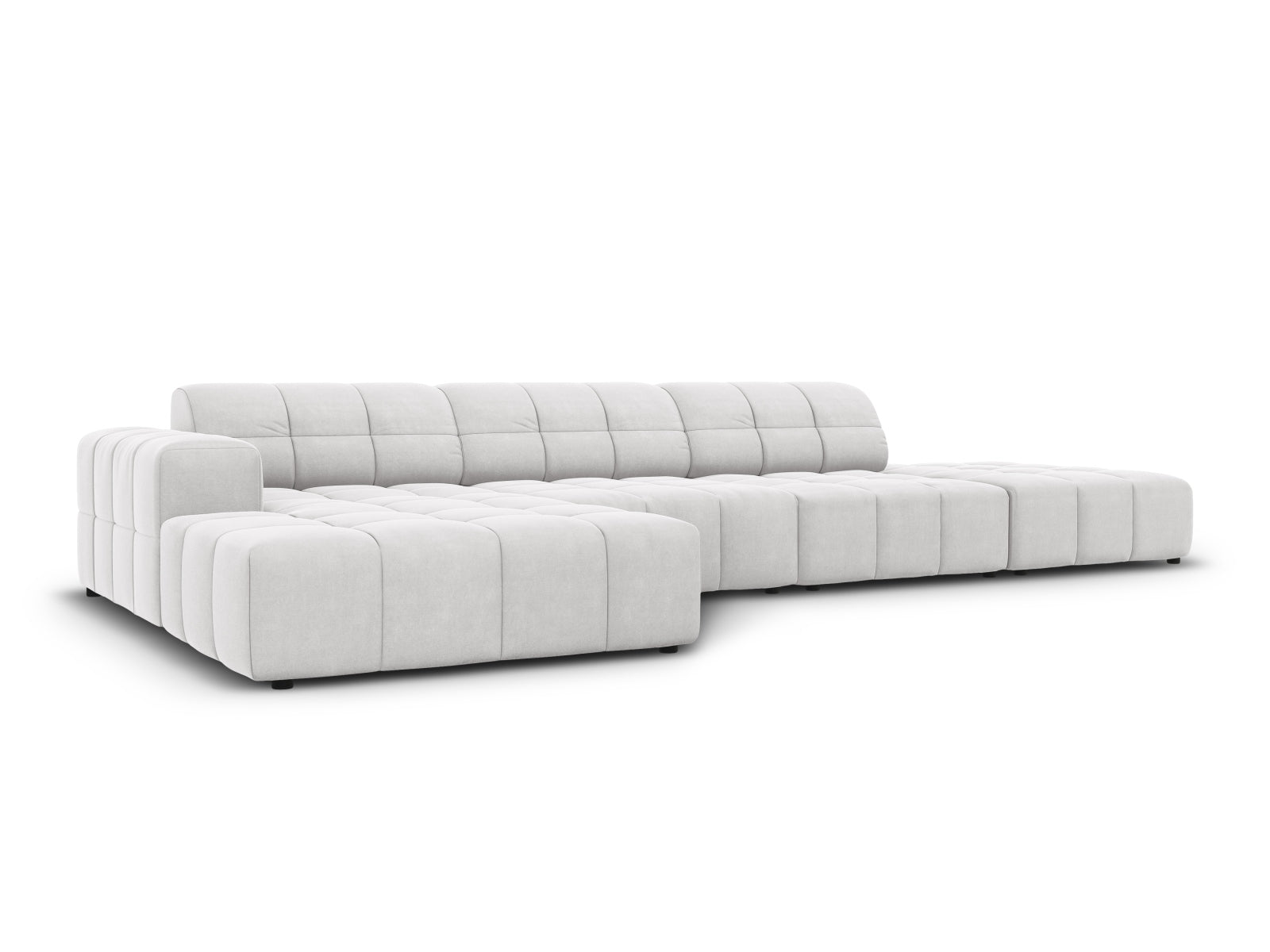 Chicago Velour Ecksofa links 5 Sitzer 166cm in Silver präsentiert im Onlineshop von KAQTU Design AG. Ecksofa links ist von Cosmopolitan Design
