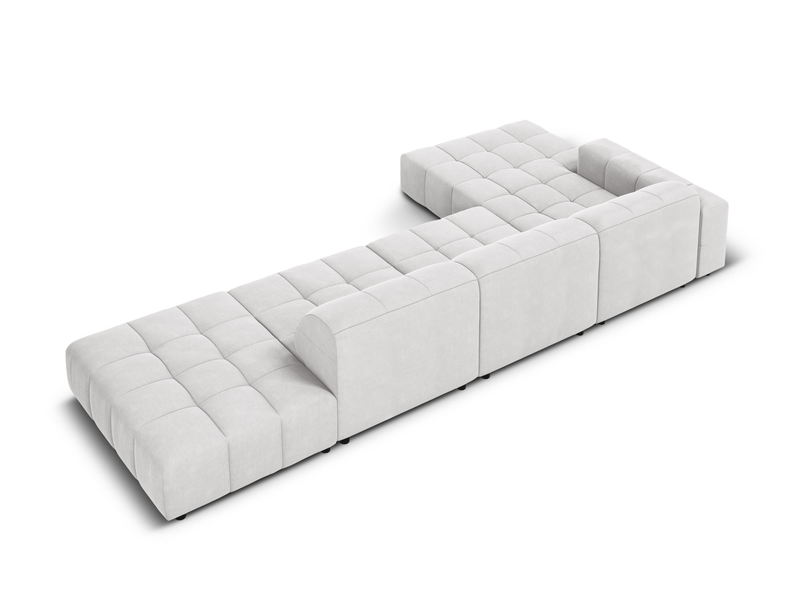 Elegantes Chicago Velour Ecksofa links, 5-Sitzer, 166cm, in hochwertigem Silver-Bluvel, ideal für gemütliche und moderne Wohnräume.