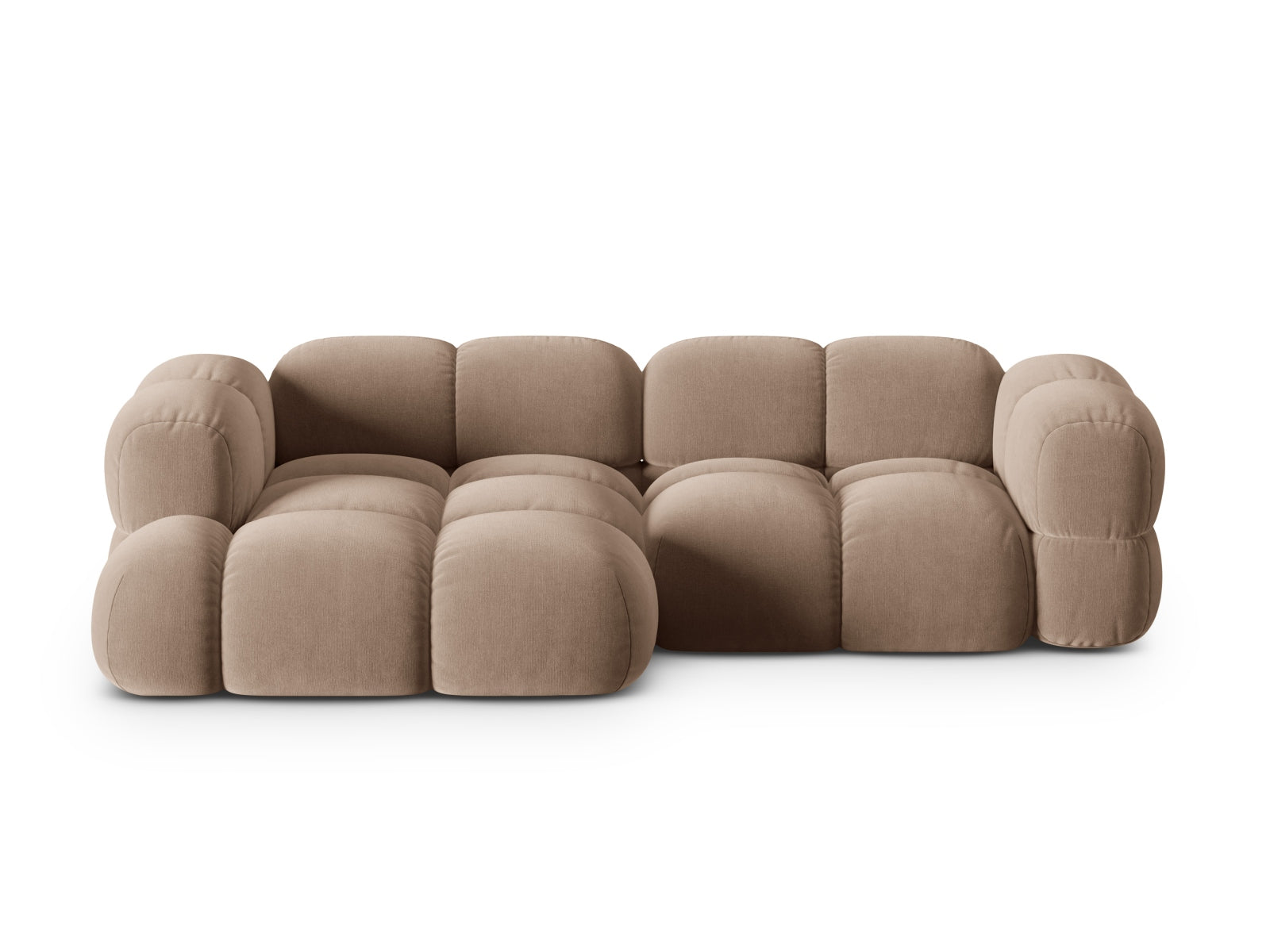 Loretto Velour Ecksofa links 3 Sitzer 147cm in Dark Beige-Vogue präsentiert im Onlineshop von KAQTU Design AG. L-Sofa links ist von Cosmopolitan Design