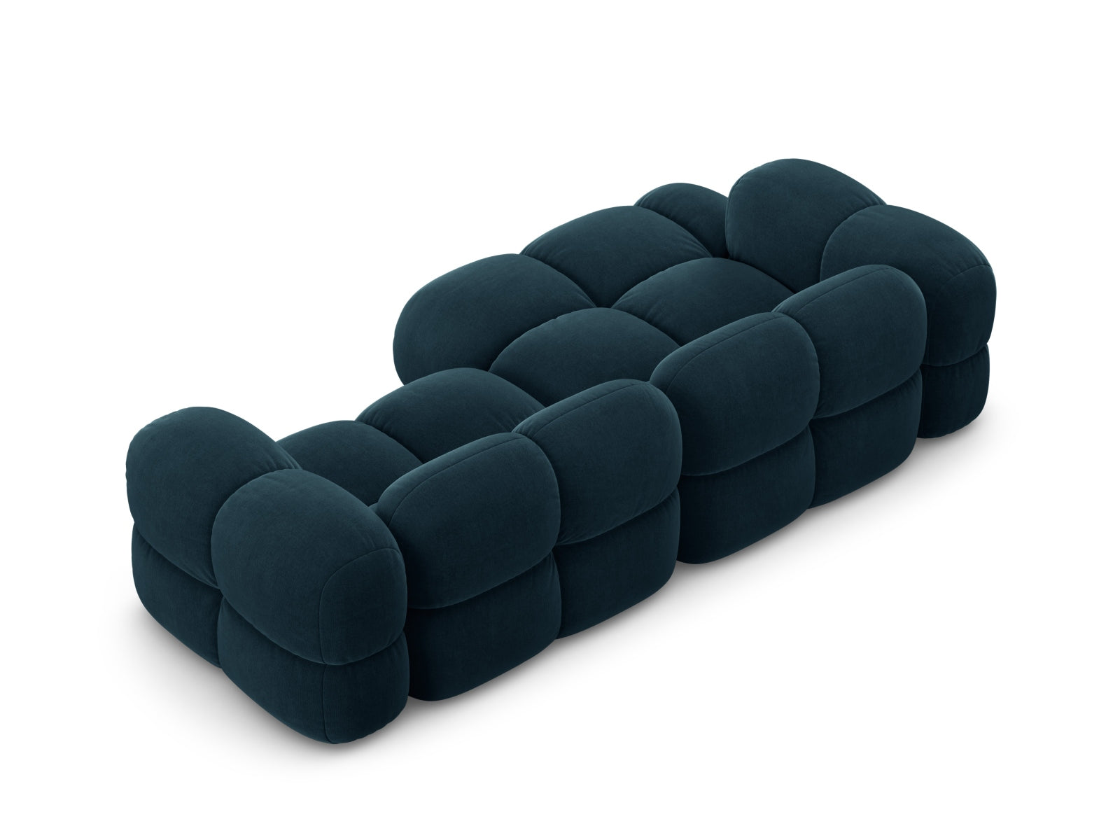 Modernes Loretto Velour Ecksofa links in luxuriösem Petrol, perfekt für gemütliche Abende und stilvolle Einrichtung. Von Cosmopolitan Design.