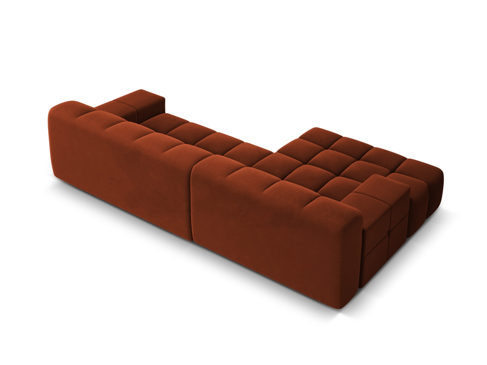 Elegantes 3-Sitzer Ecksofa links Hawaii in luxuriösem Auburn-Magic Velvet, ideal für stilvolle und einladende Wohnräume.
