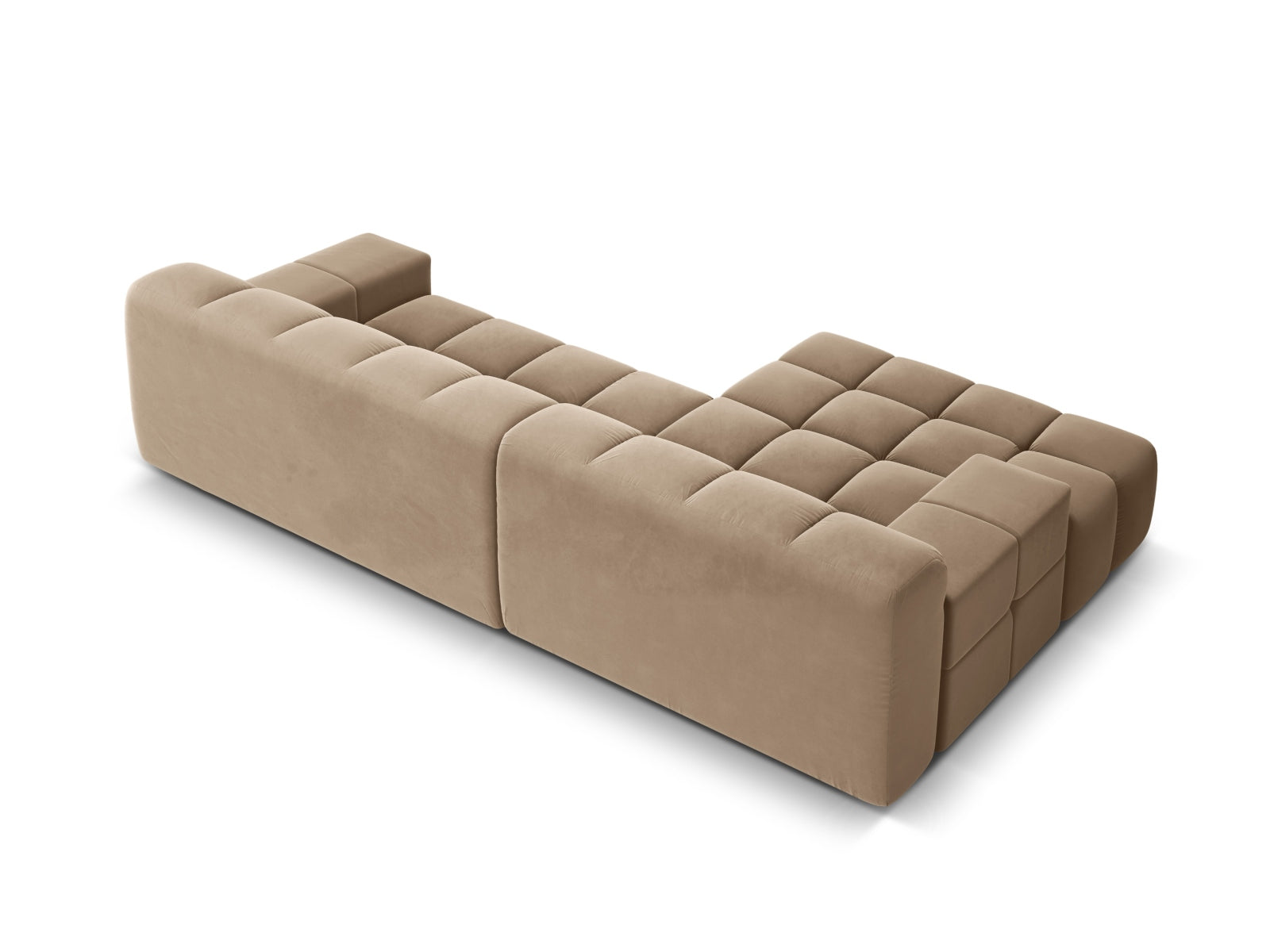 Elegantes 3-Sitzer Ecksofa links Hawaii in luxuriösem Cappuccino-Magic Velvet, ideal für ein modernes und gemütliches Wohnambiente.