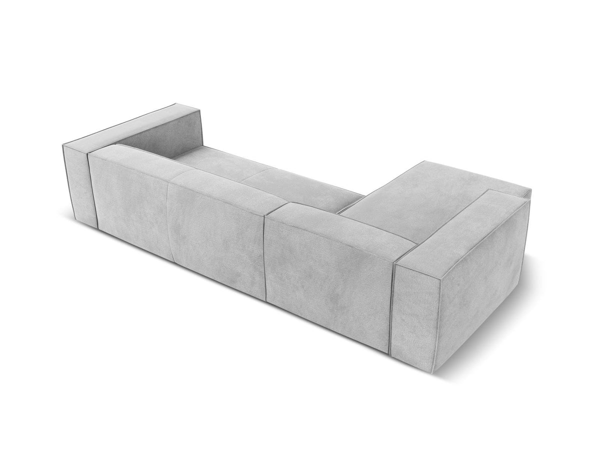 Ecksofa links Turin von Cosmopolitan Design in Light Beige-Rosario, Chenille-Bezug, Buchenholzbeine, 5 Sitzplätze, Récamiere-Form.