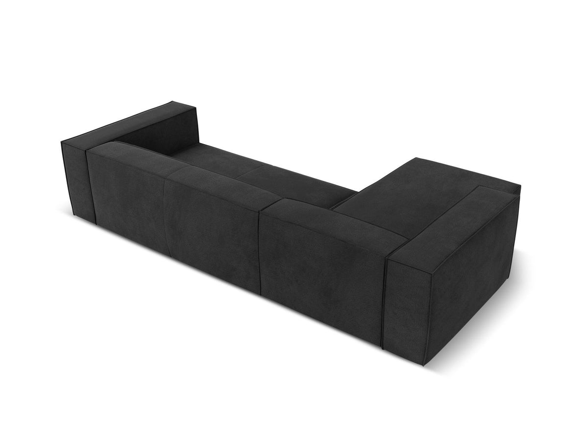 Ecksofa links Turin von Cosmopolitan Design in Light Beige-Rosario, Chenille-Bezug, Buchenholzbeine, 5 Sitzplätze, Récamiere-Form.