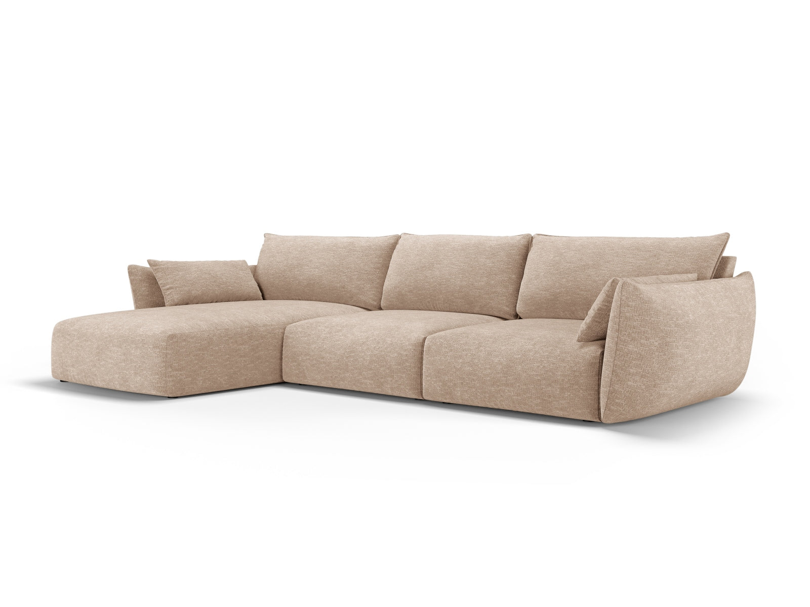 Beige 4-Sitzer Ecksofa links Matera von Cosmopolitan Design, stilvolles und modernes Möbelstück für Ihr Wohnzimmer.