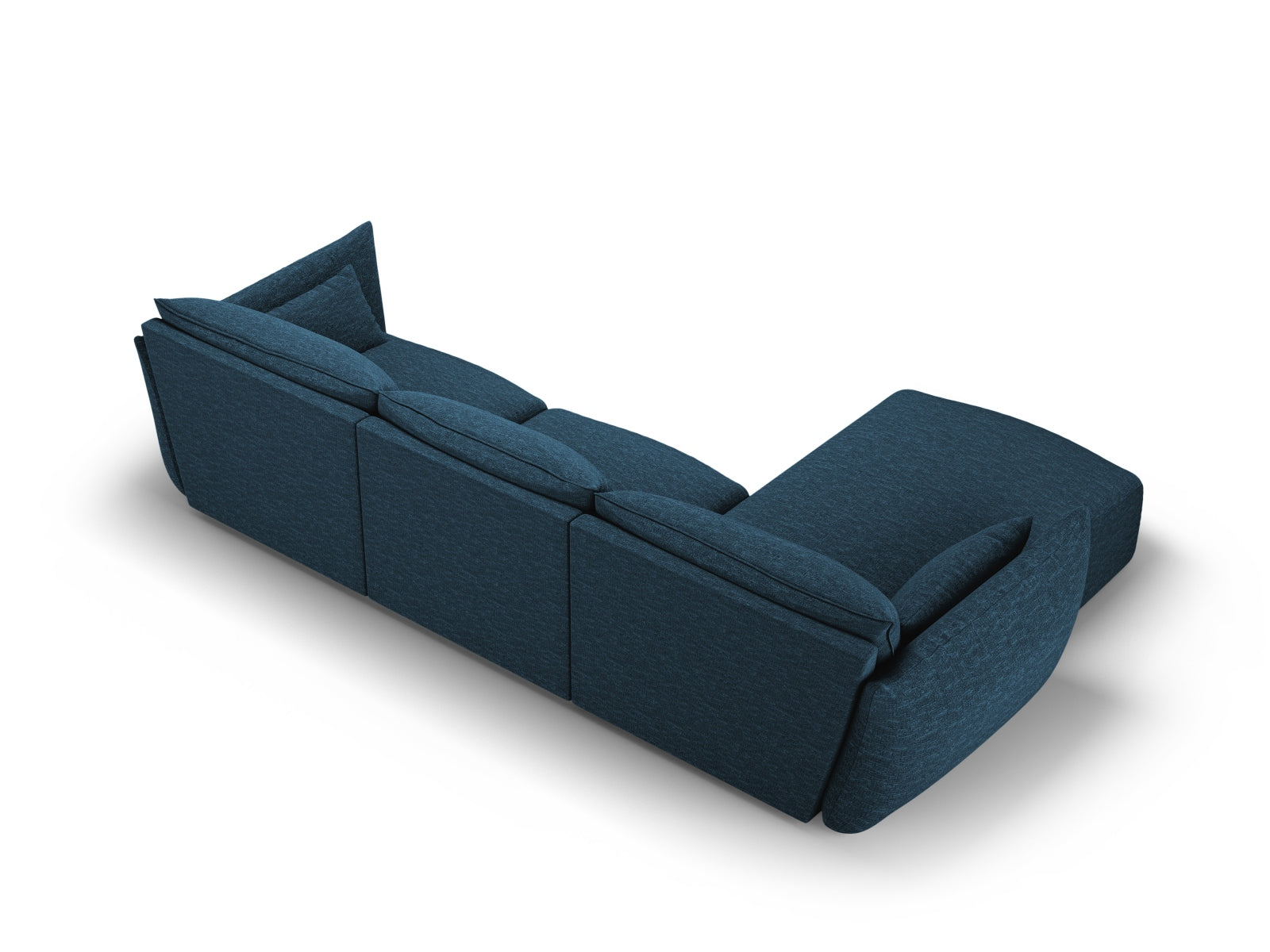 Elegantes 4-Sitzer Ecksofa links Matera in Royal Blue-Haga, ideal für stilvolle Wohnräume und entspannte Abende, von Cosmopolitan Design.