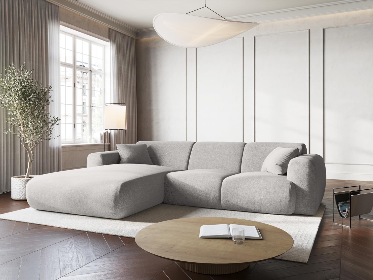 Nolio Ecksofa links 4 Sitzer 170cm in Light Grey präsentiert im Onlineshop von KAQTU Design AG. Ecksofa links ist von Cosmopolitan Design