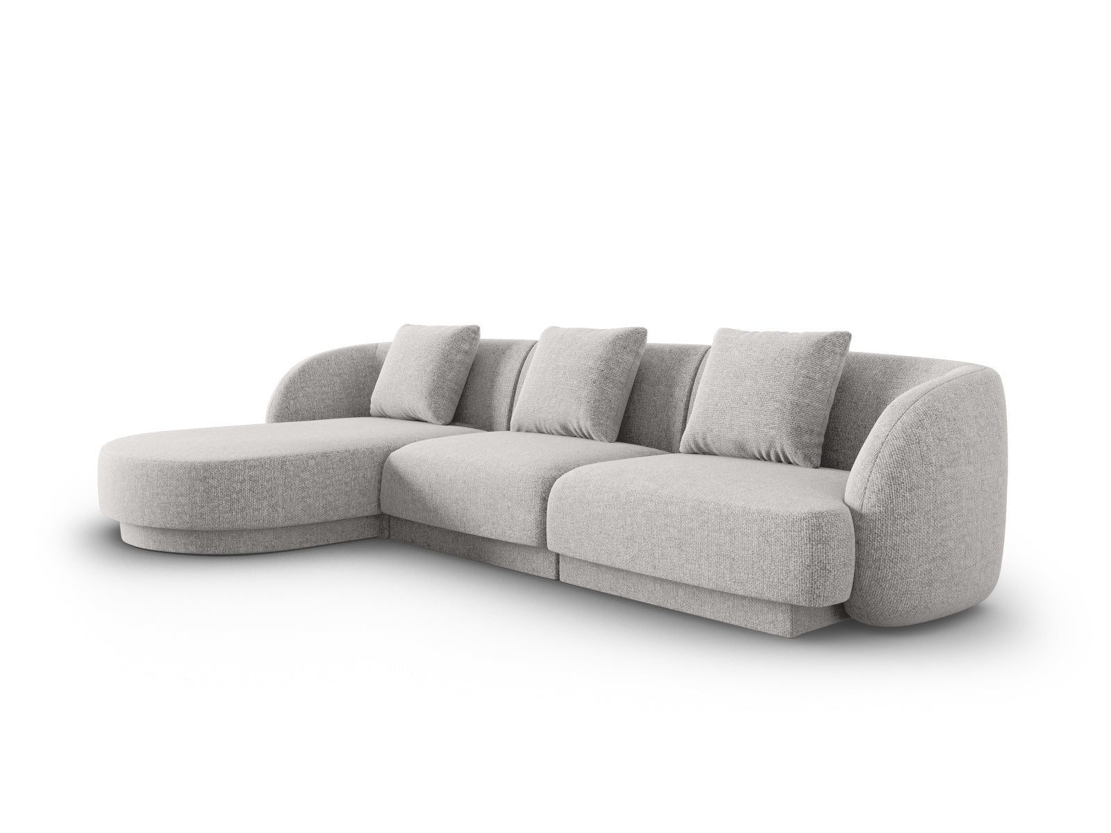 Stylisches Tulum Ecksofa links, 4-Sitzer in hellem Grau, ideal für moderne Wohnräume, präsentiert von Cosmopolitan Design.