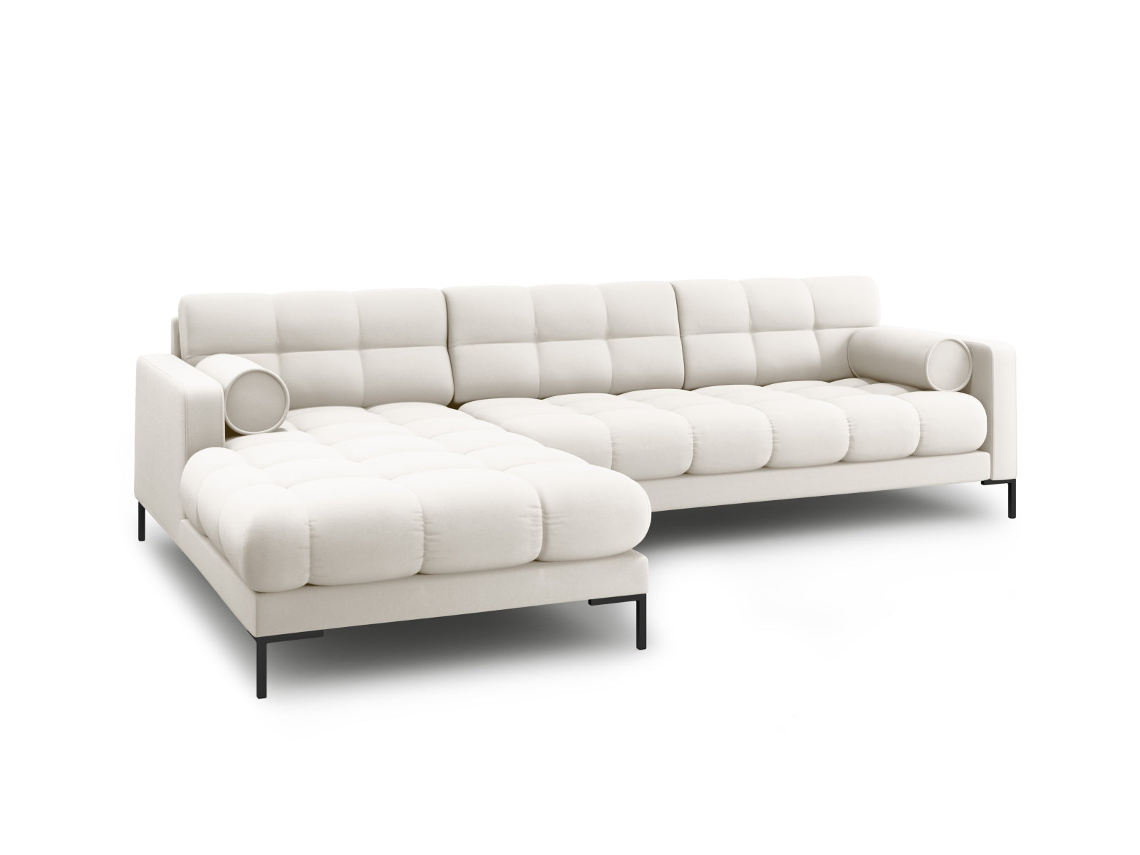 Elegantes 5-Sitzer Ecksofa links Bali in sanftem Light Beige-Neve, ideal für stilvolle und einladende Wohnräume von Cosmopolitan Design.