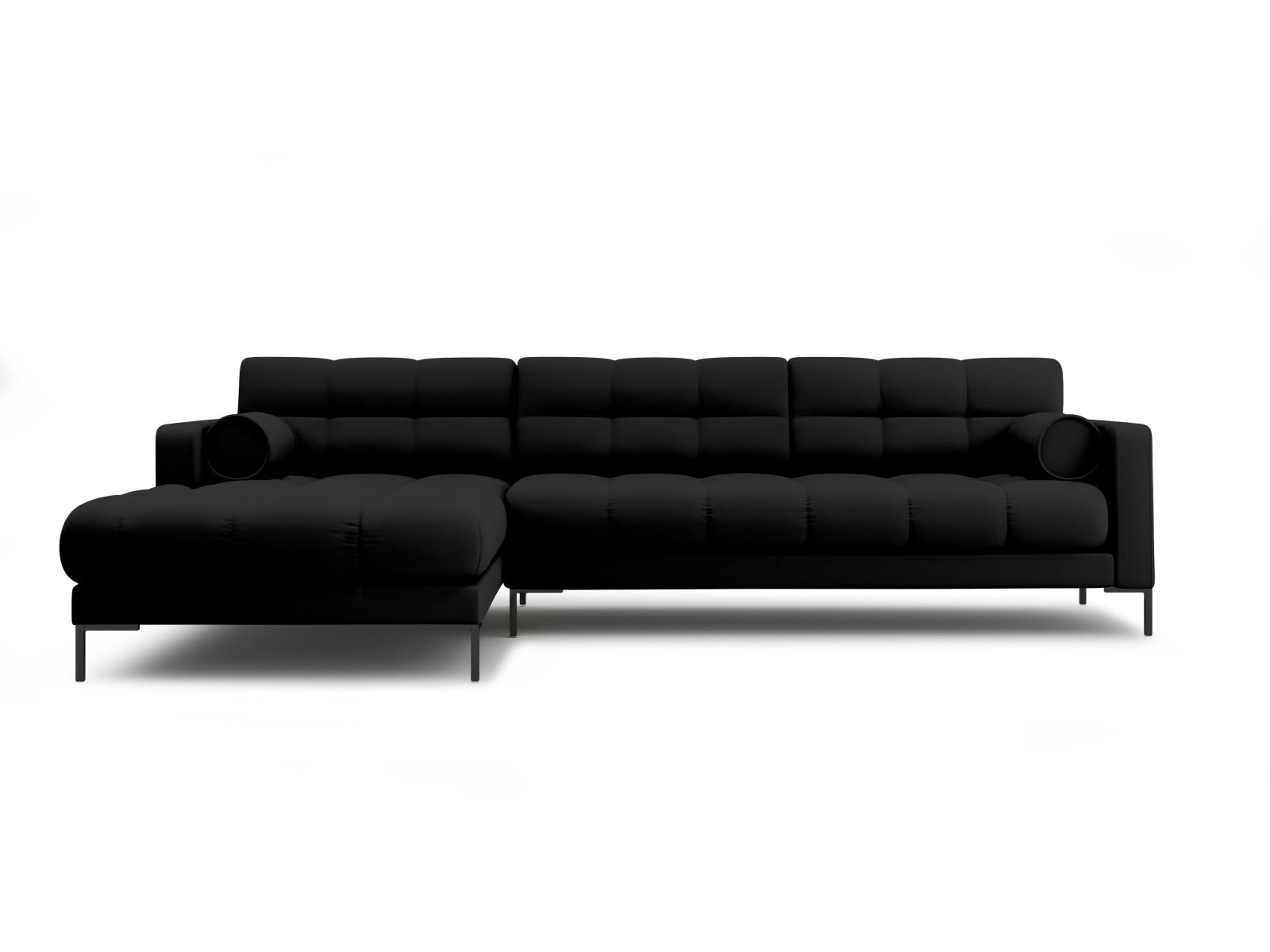Stylisches 5-Sitzer Ecksofa links Bali in strahlendem Gelb-Bluvel, perfekt für gemütliche Stunden und stilvolle Einrichtung.