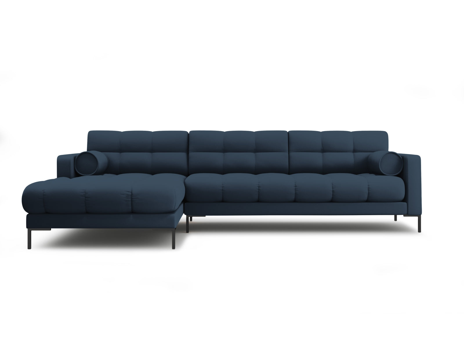 Modernes 5-Sitzer Ecksofa links Bali in leuchtendem Gelb-Bluvel, ideal für entspannte Abende und elegante Wohnambiente.