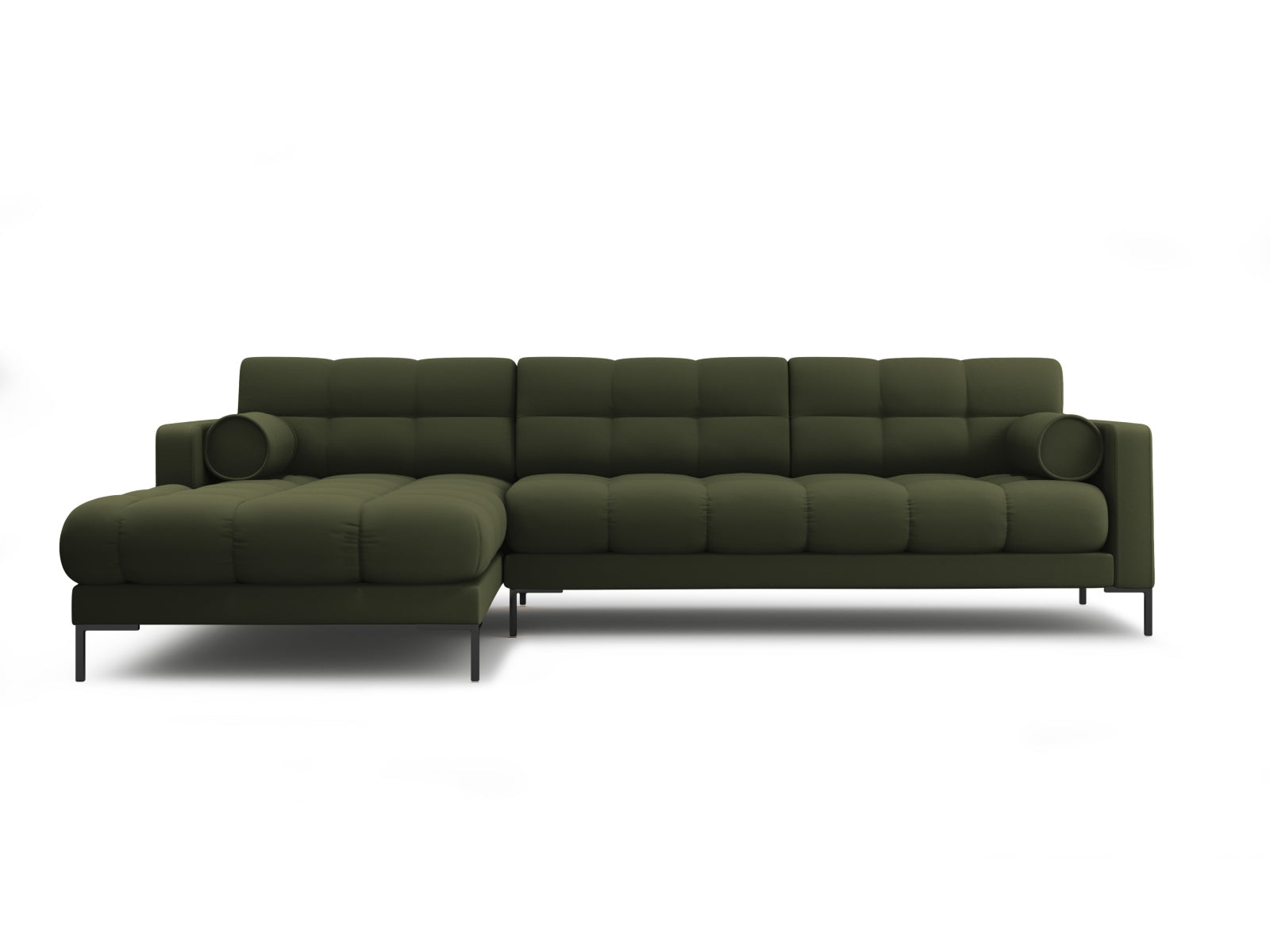 Stylisches 5-Sitzer Ecksofa links Bali in strahlendem Gelb-Bluvel, perfekt für gemütliche Stunden und stilvolle Wohnräume.
