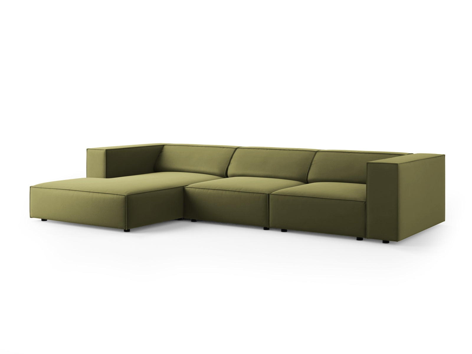 Arendal Velour Ecksofa links 4 Sitzer in Light Green präsentiert im Onlineshop von KAQTU Design AG. Ecksofa links ist von Cosmopolitan Design