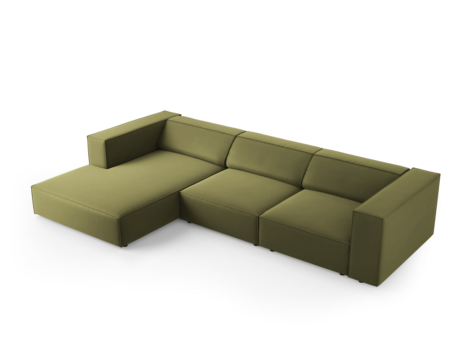 Arendal Velour Ecksofa links 4 Sitzer in Light Green präsentiert im Onlineshop von KAQTU Design AG. Ecksofa links ist von Cosmopolitan Design