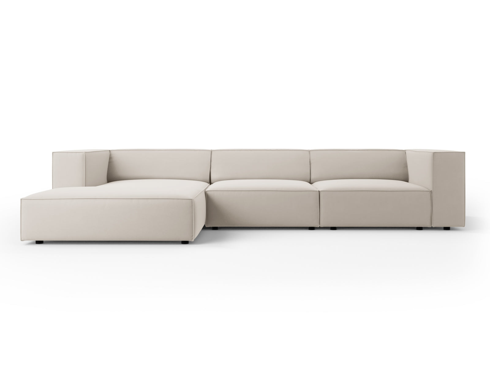 Arendal Velour Ecksofa links 4 Sitzer in Ecru präsentiert im Onlineshop von KAQTU Design AG. Ecksofa links ist von Cosmopolitan Design