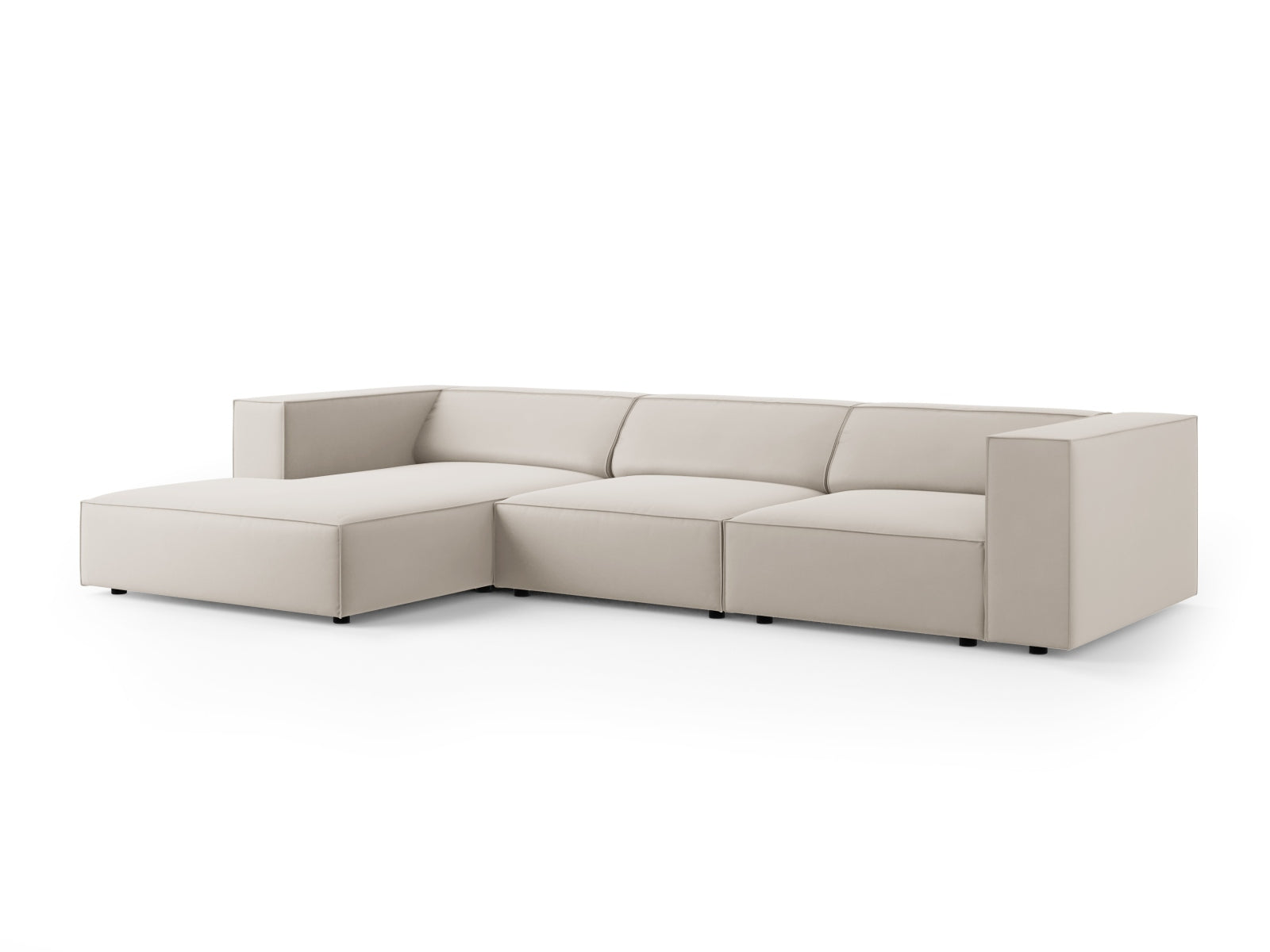 Arendal Velour Ecksofa links 4 Sitzer in Ecru präsentiert im Onlineshop von KAQTU Design AG. Ecksofa links ist von Cosmopolitan Design