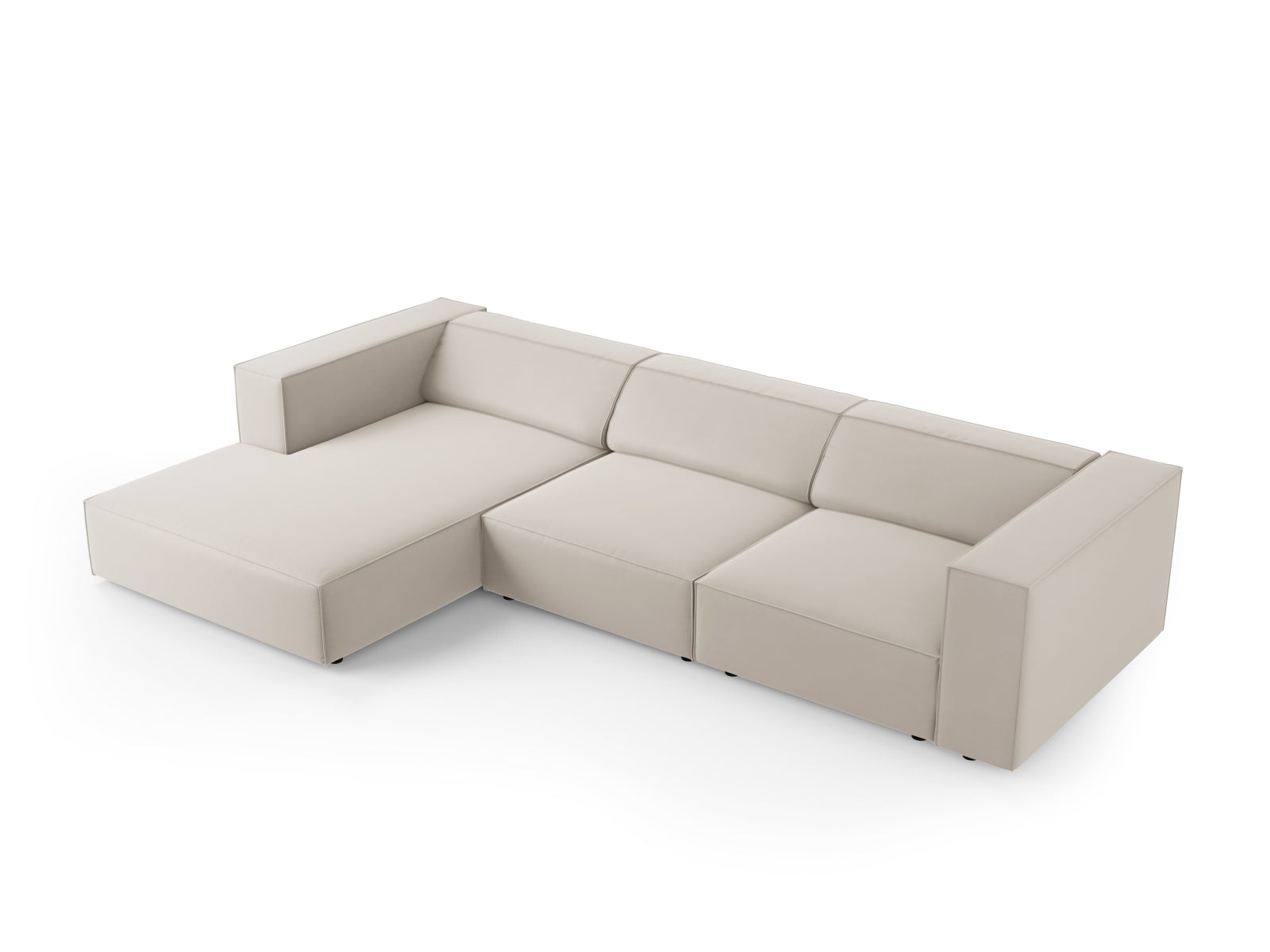 Arendal Velour Ecksofa links 4 Sitzer in Ecru präsentiert im Onlineshop von KAQTU Design AG. Ecksofa links ist von Cosmopolitan Design