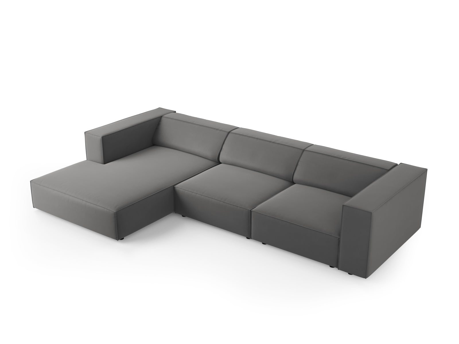 Arendal Velour Ecksofa links 4 Sitzer in Warm grey präsentiert im Onlineshop von KAQTU Design AG. Ecksofa links ist von Cosmopolitan Design